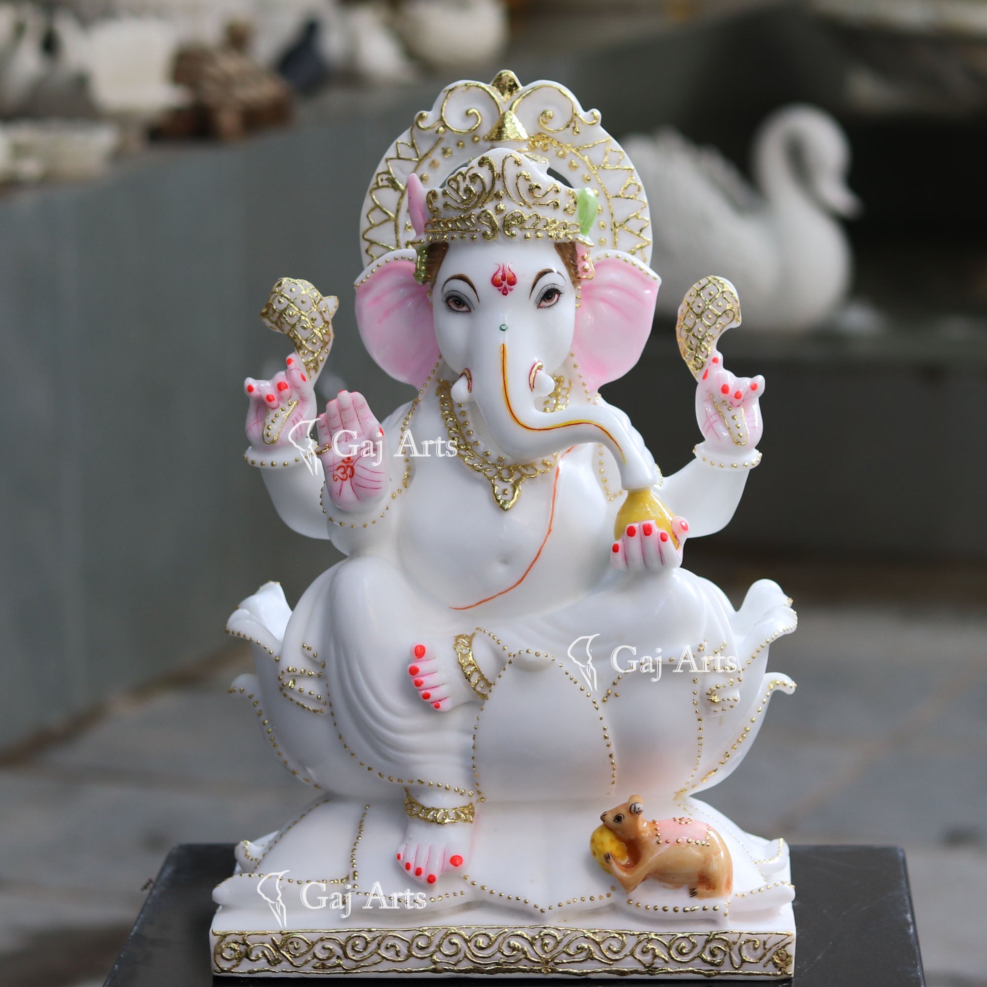White Marble Ethiopia Ganesh Idol | 18 Inch