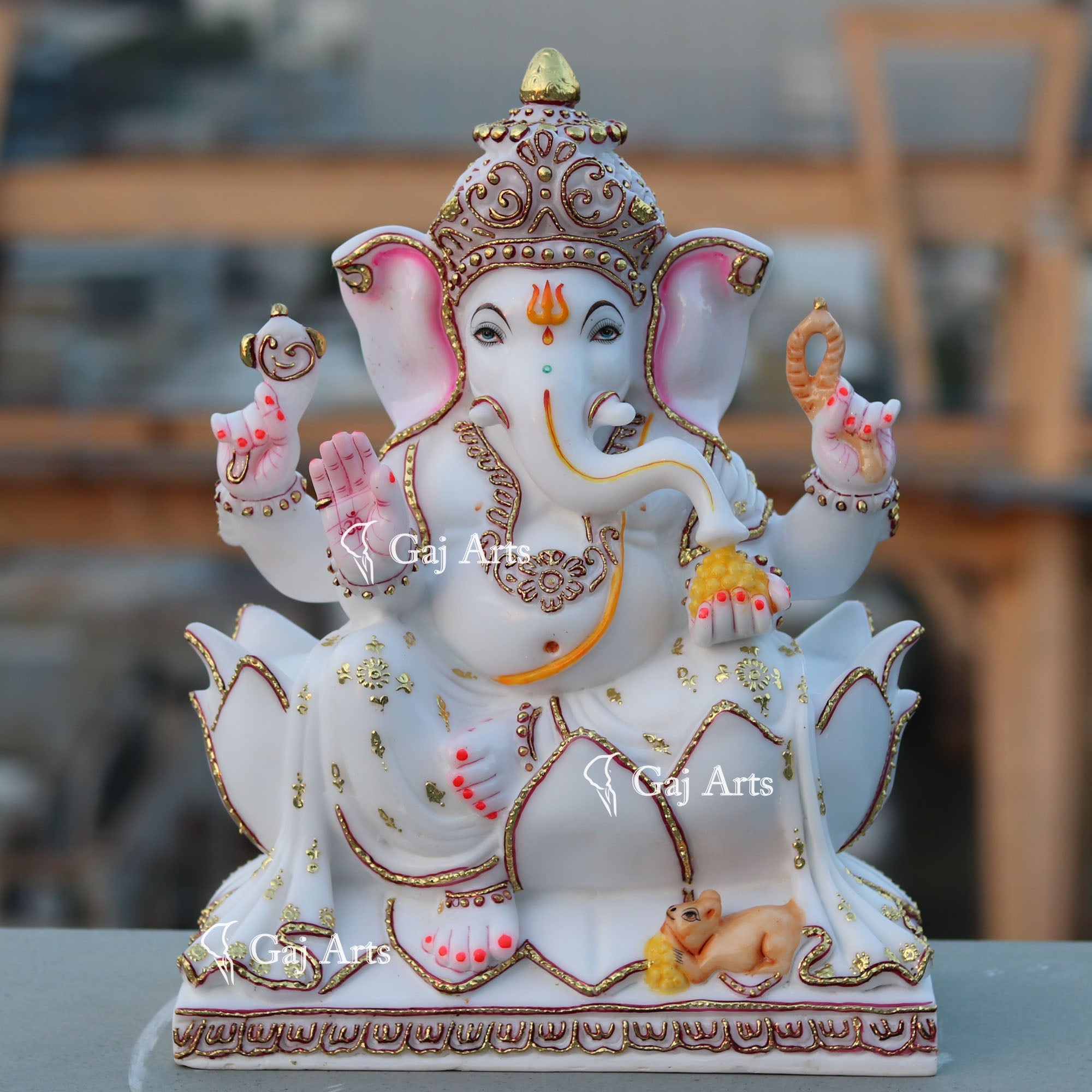 White Marble Ethiopia Ganesh Idol | 15 Inch