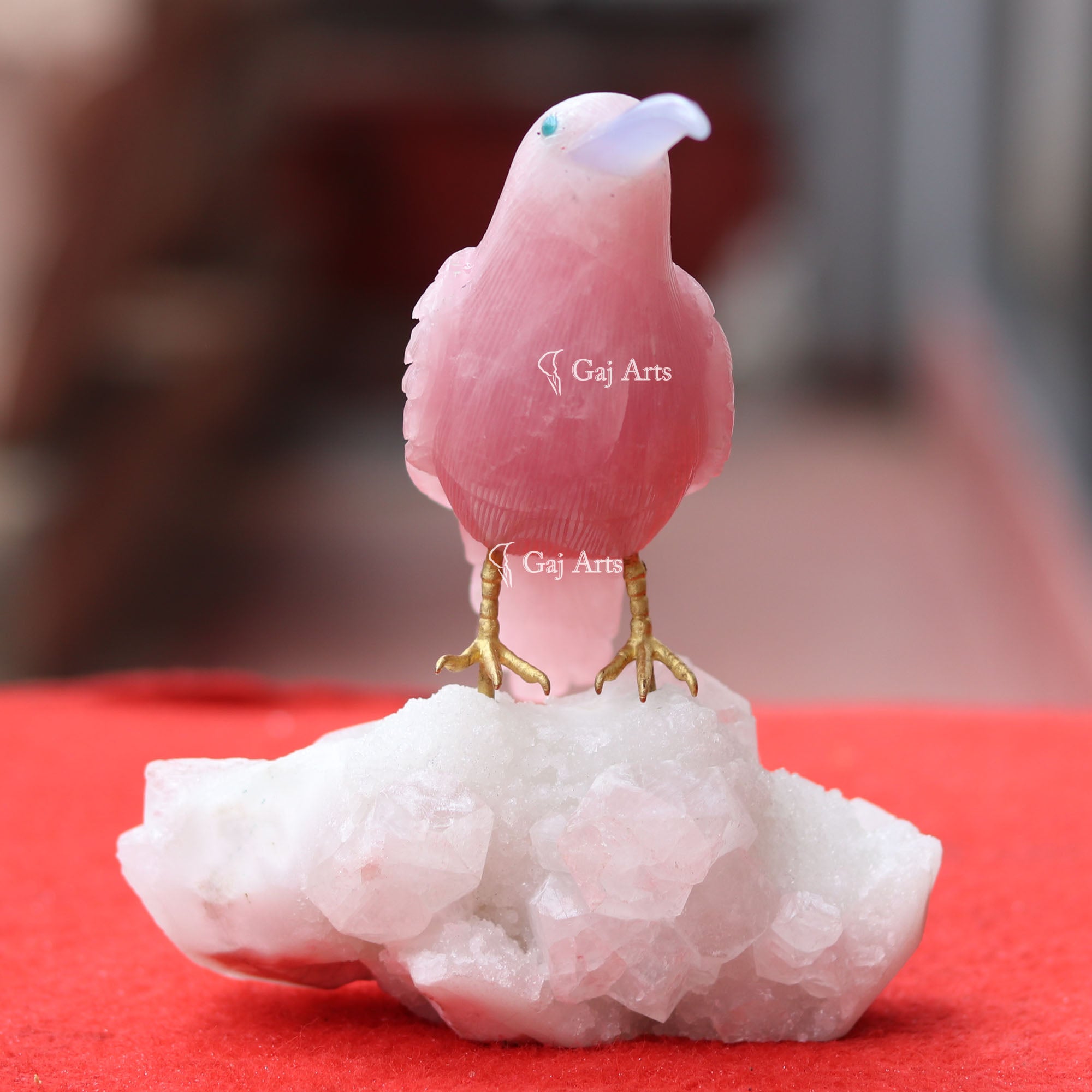 Pink Quartz Bird Sculpture | 6 Inch