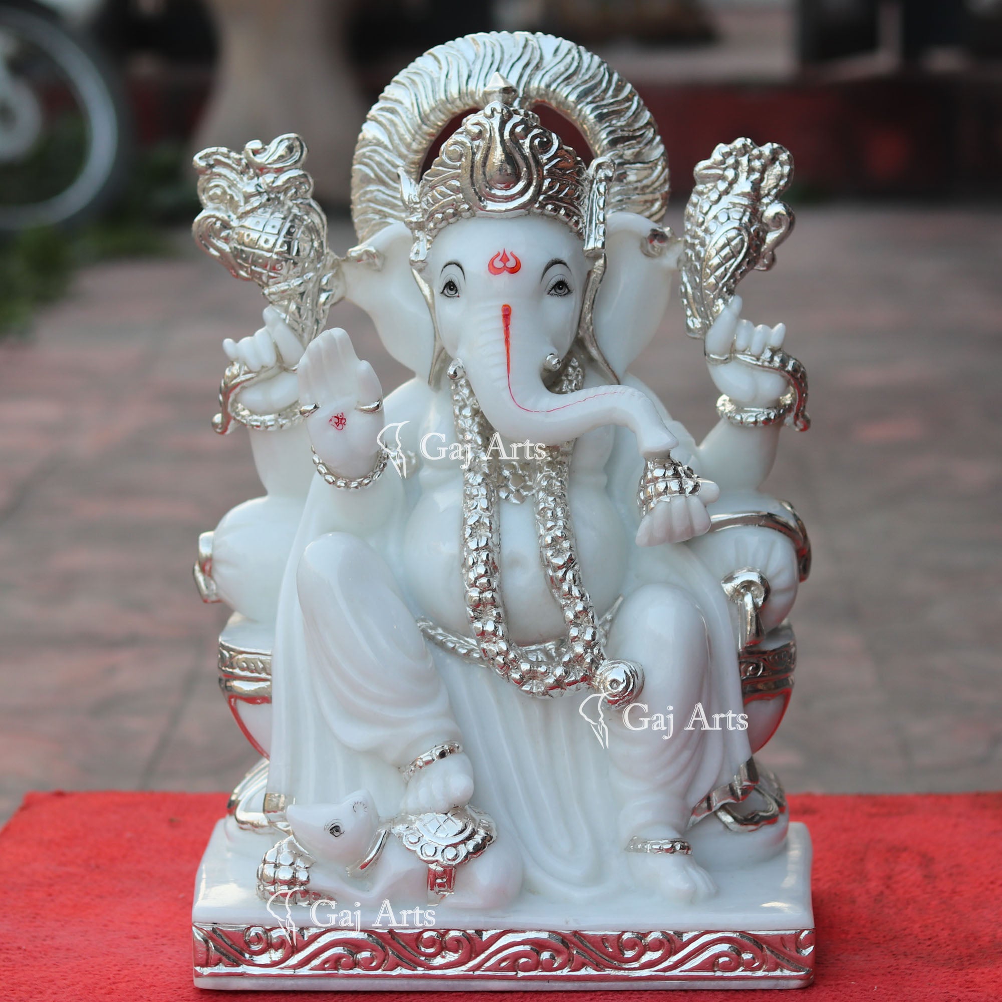 Super White Vietnam Marble Ganesh Idol | 18 Inch