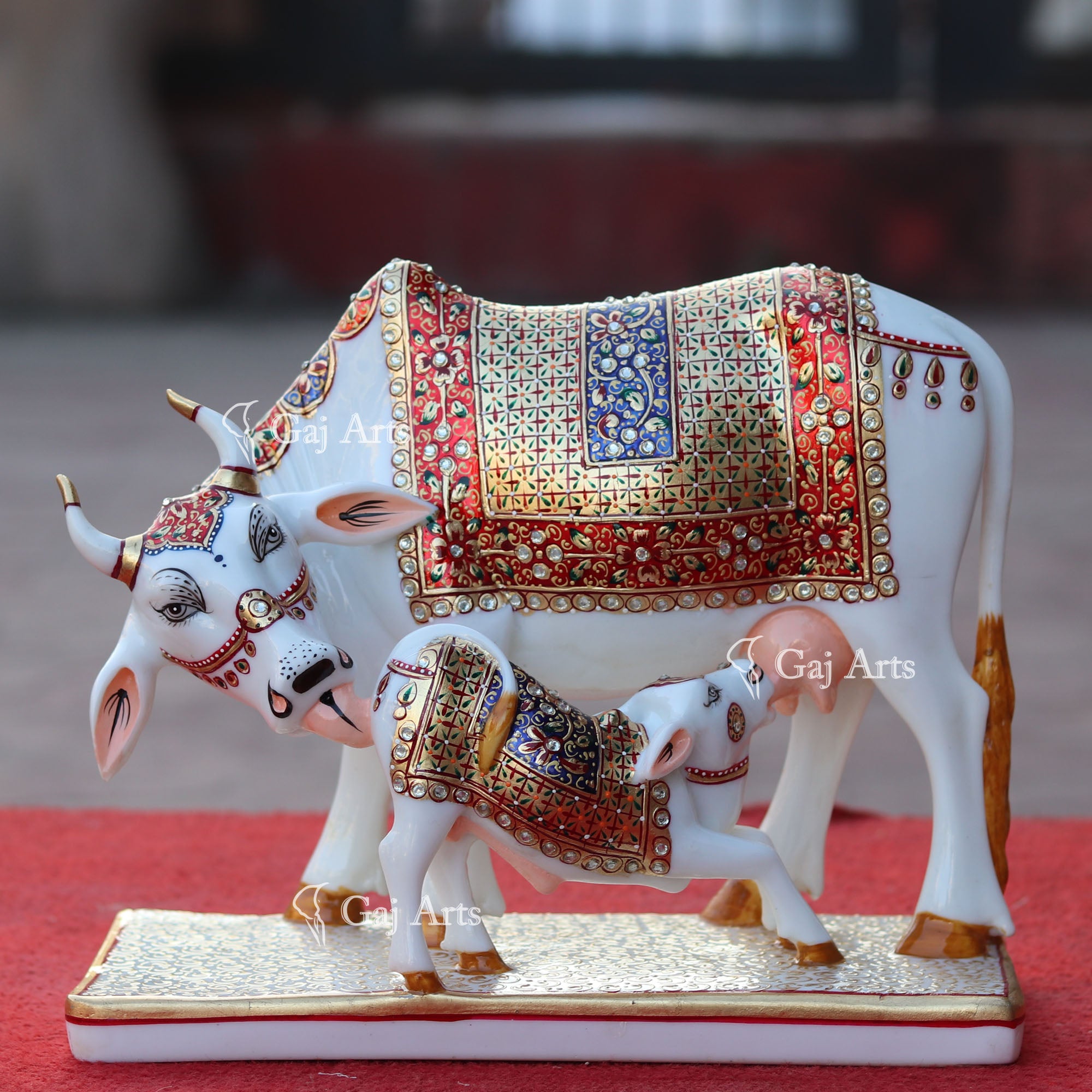 Makrana Marble Cow Idol | 12 Inch