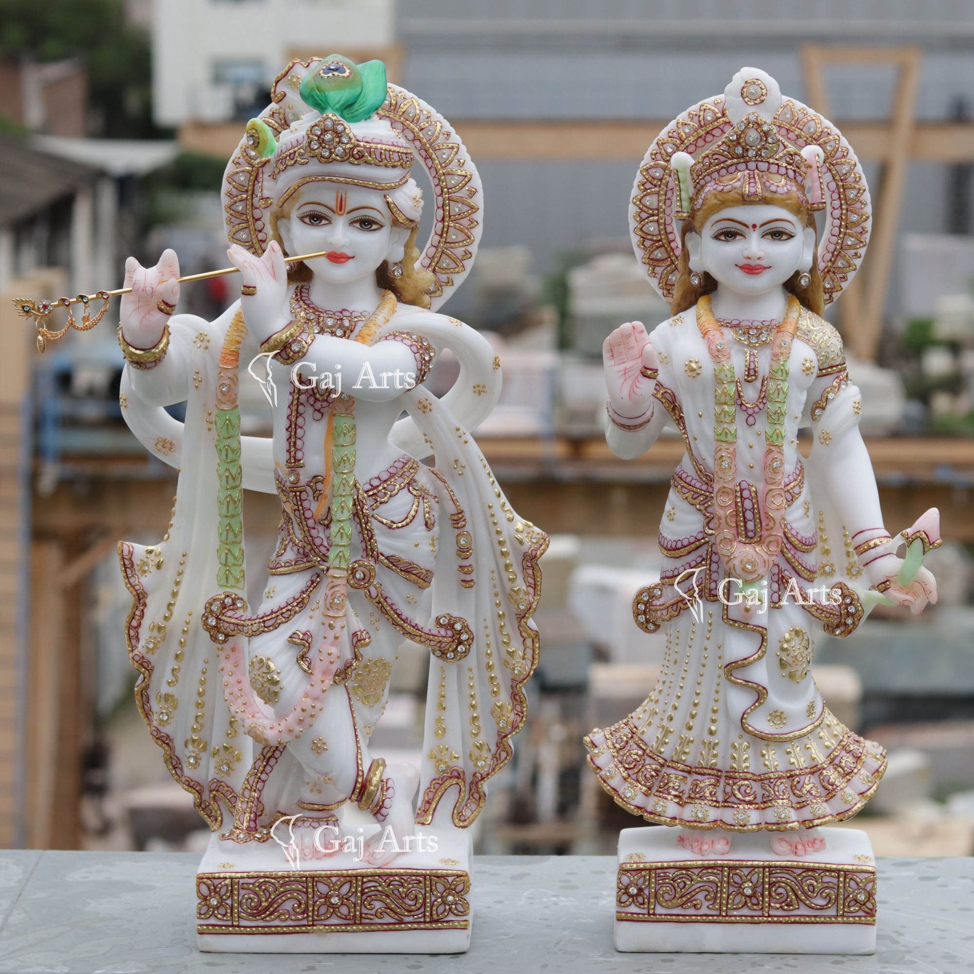 Natural Marble Radha Krishna Idol | 18 Inch