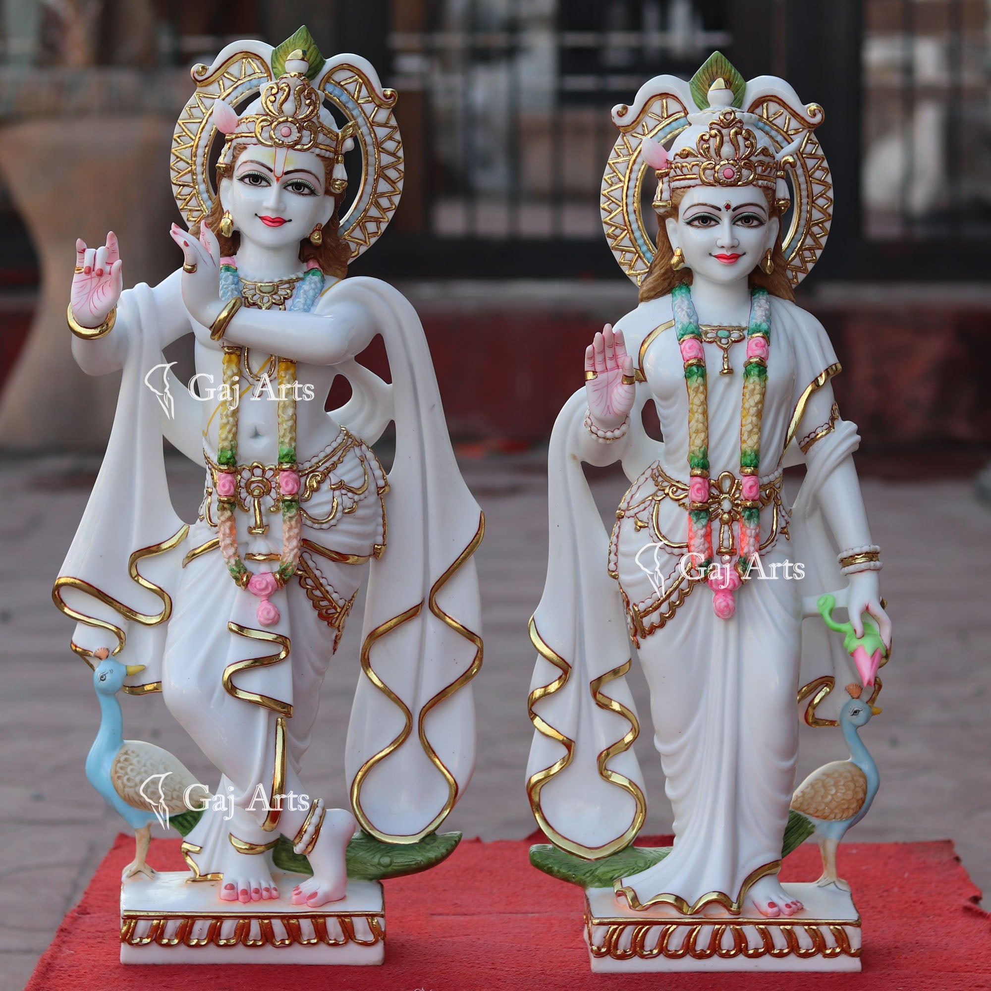 Makrana Marble Powder Radha Krishna Statue | 24 Inch