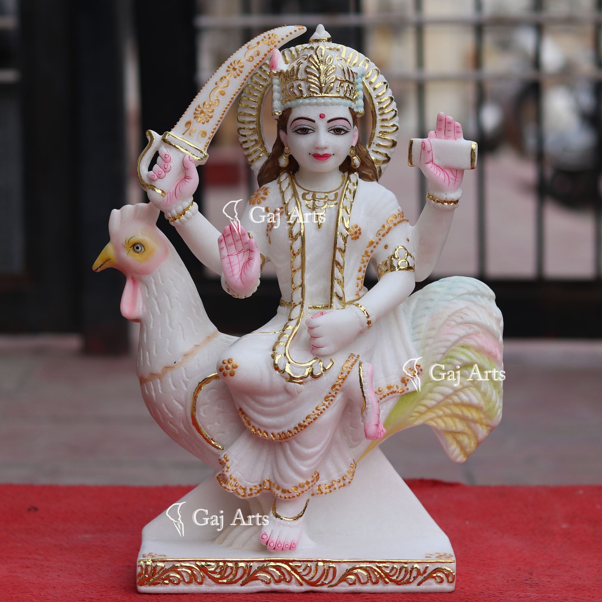 White Makrana Marble Bahu Charni Mata Idol | 15 Inch