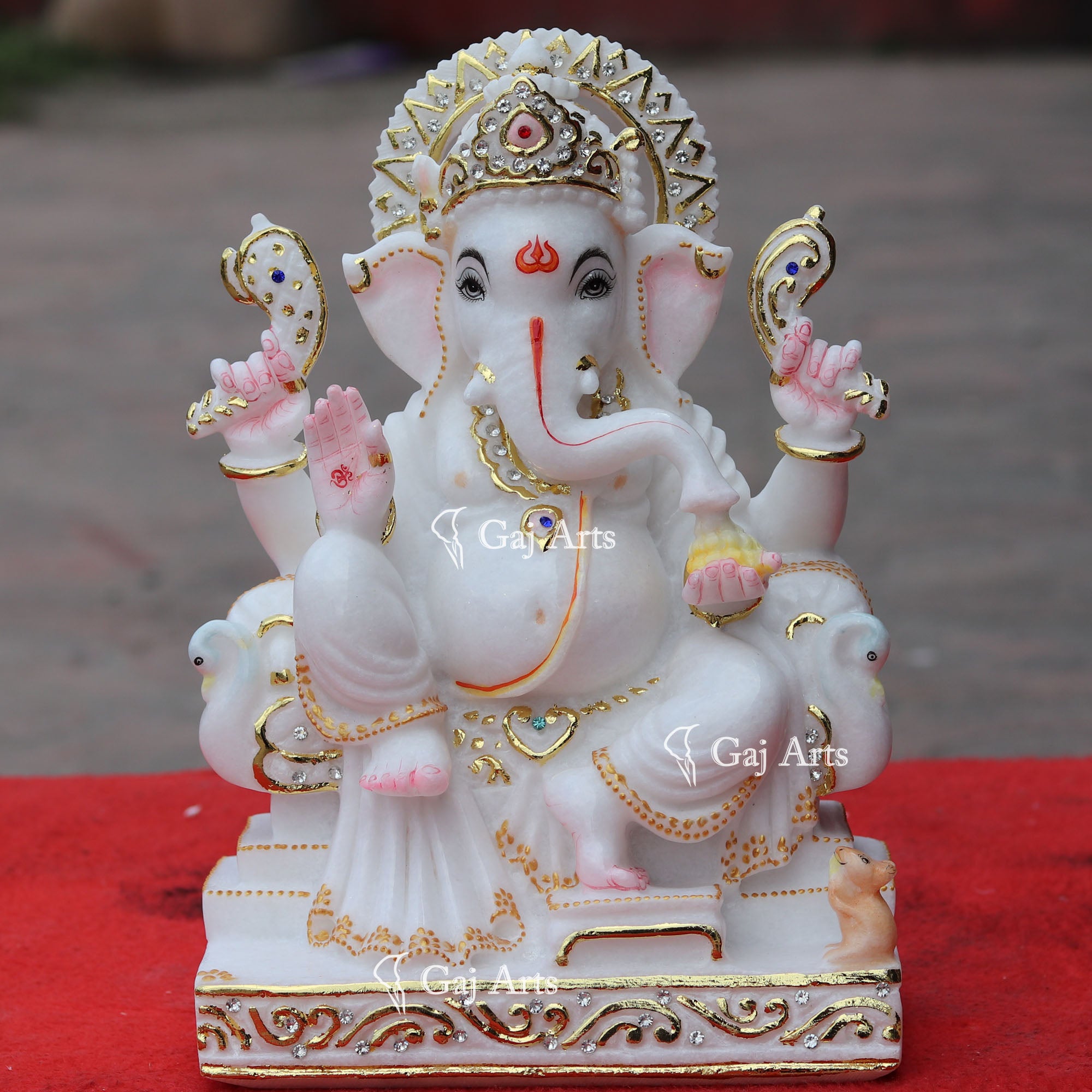 Super White Makrana Marble Ganesh Idol | 12 Inch