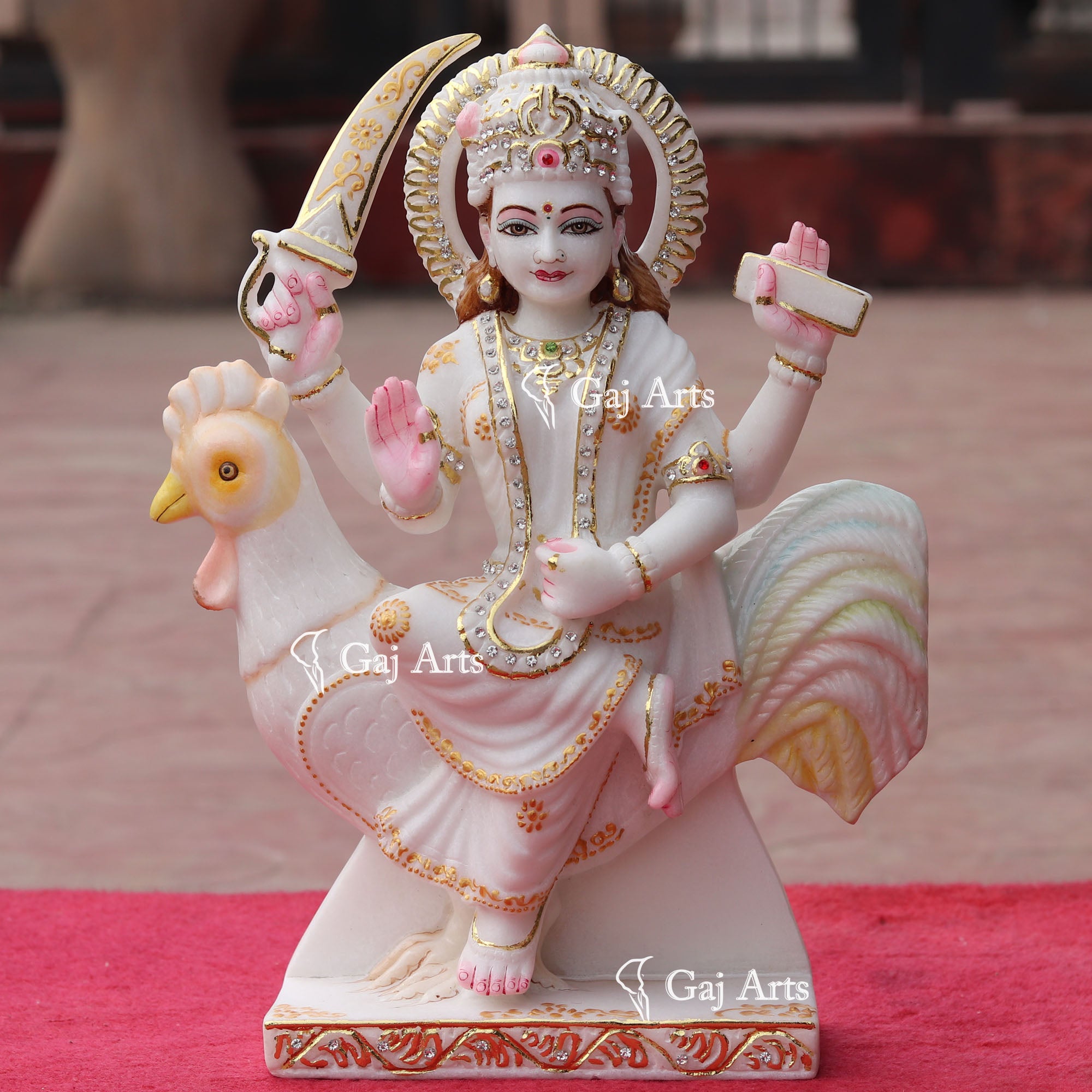 White Makrana Marble Bahu Charni Mata Idol | 15 Inch