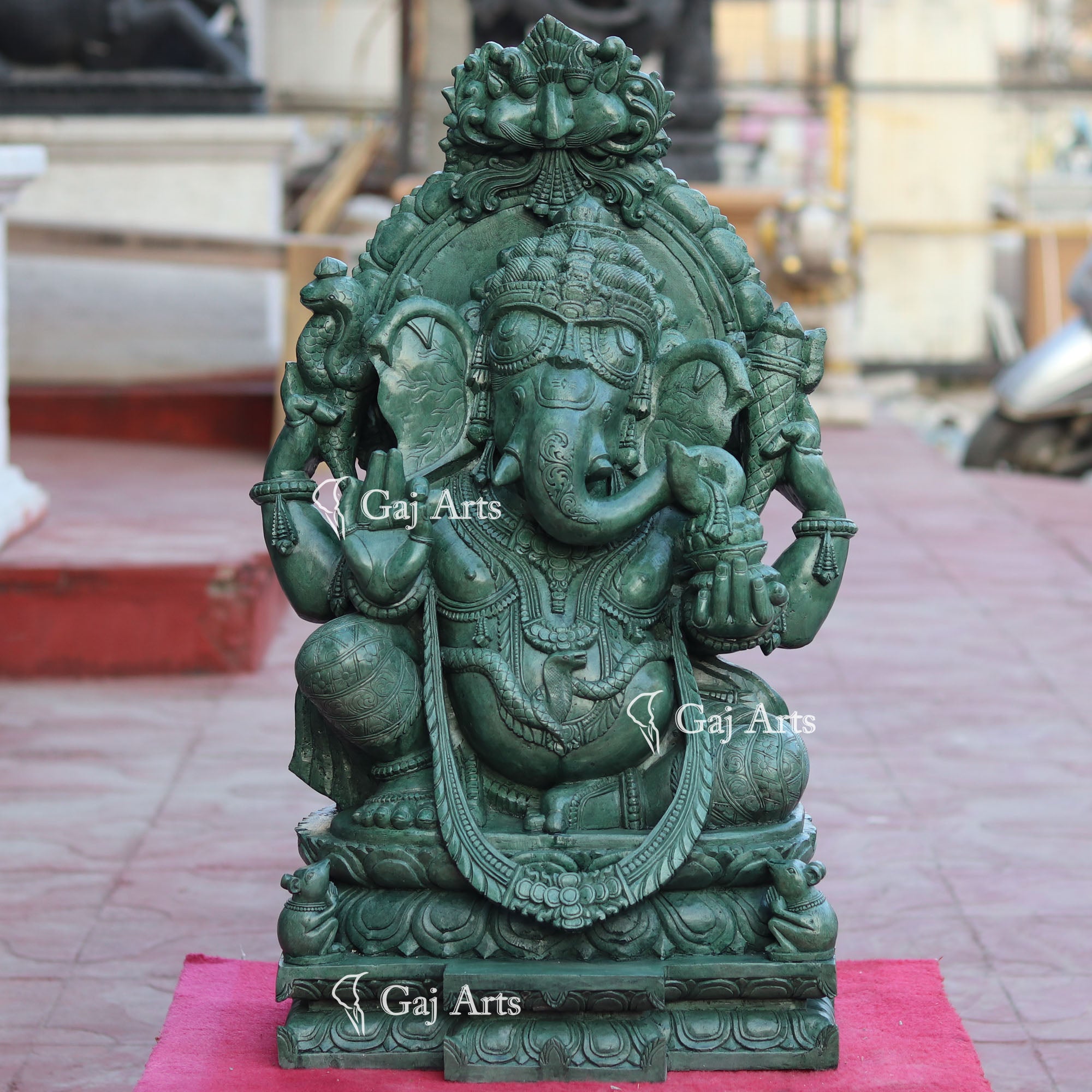 Natural Green Quartz Ganesh Statue | 30 Inch