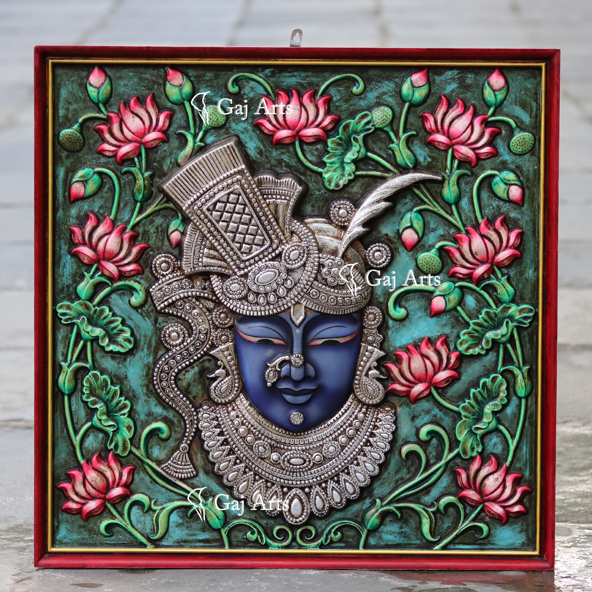 Shreenath Ji Wooden Wall Panel | 24 Inch