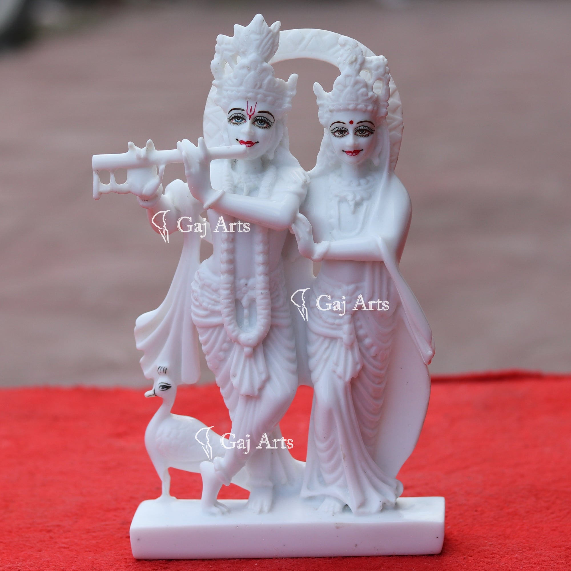 White Marble Radha Krishna Idol | 9 Inch