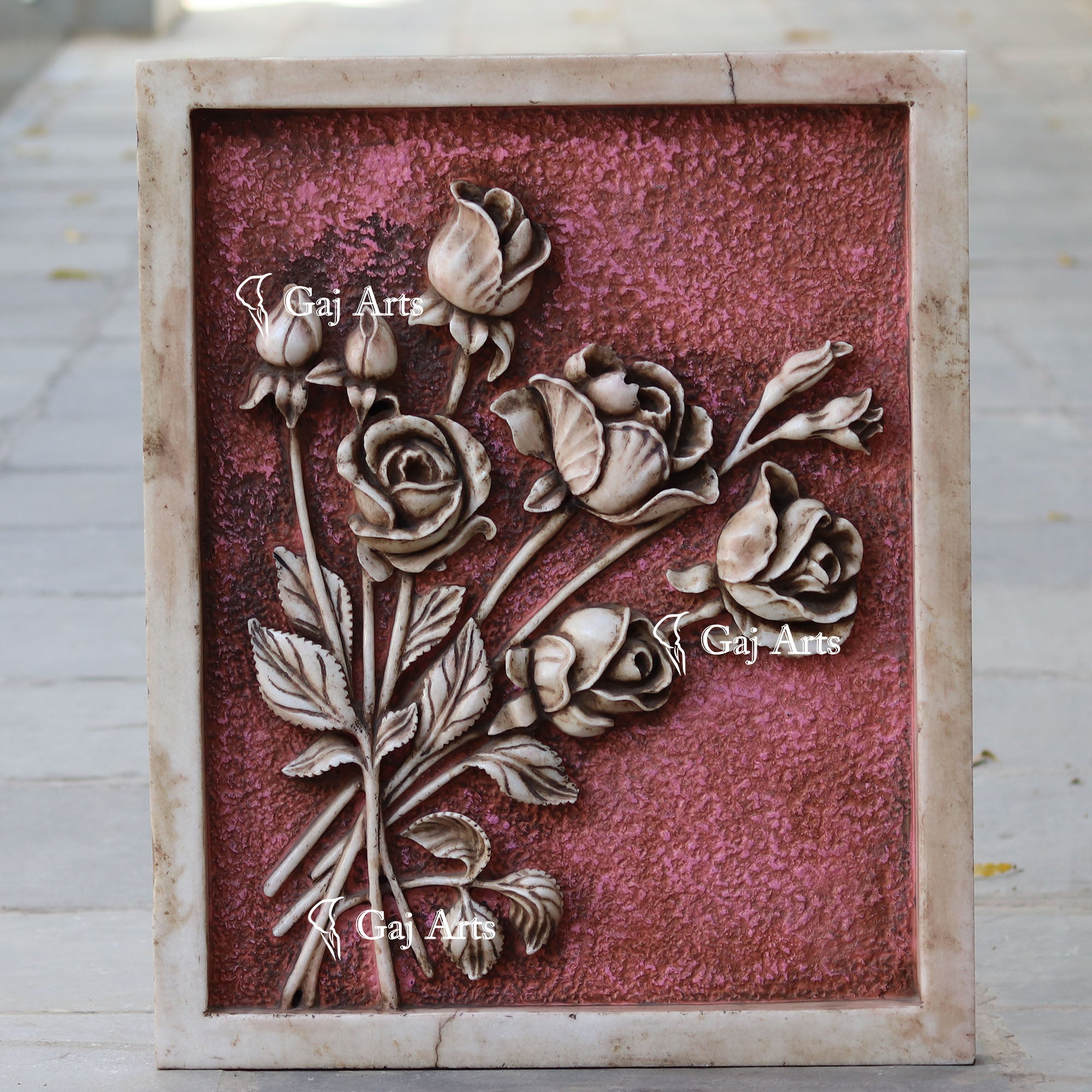 White Marble Flower Wall Panel | 30 Inch