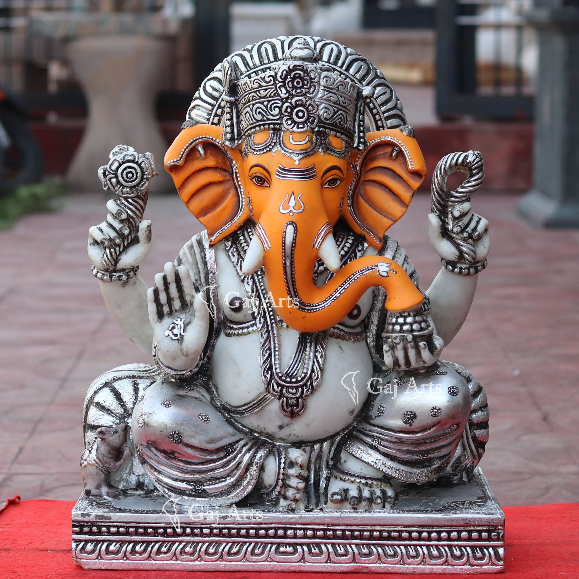 White Makrana Marble Ganesh Idol | 24 Inch