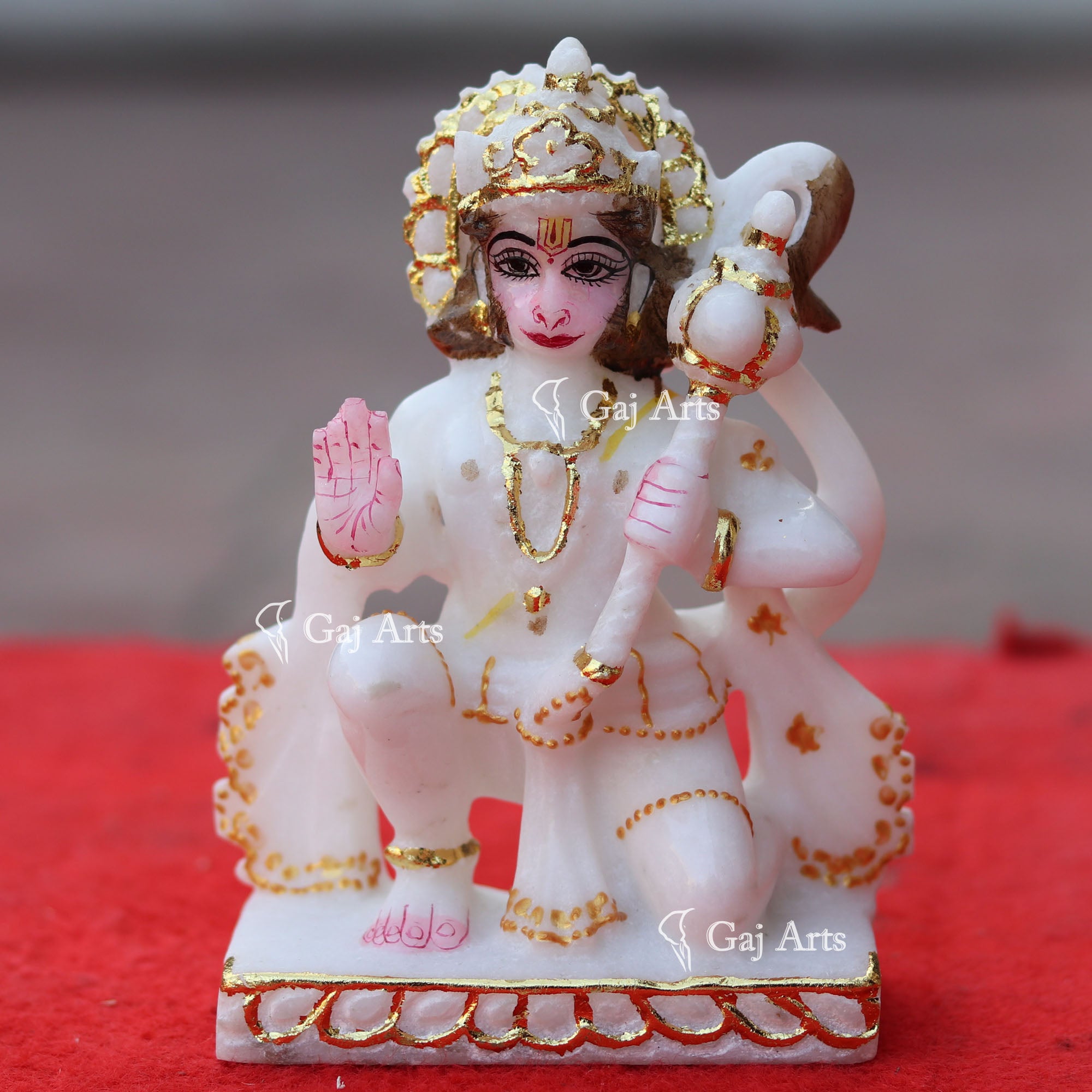 White Makrana Marble Hanuman Ji Idol | 6 Inch