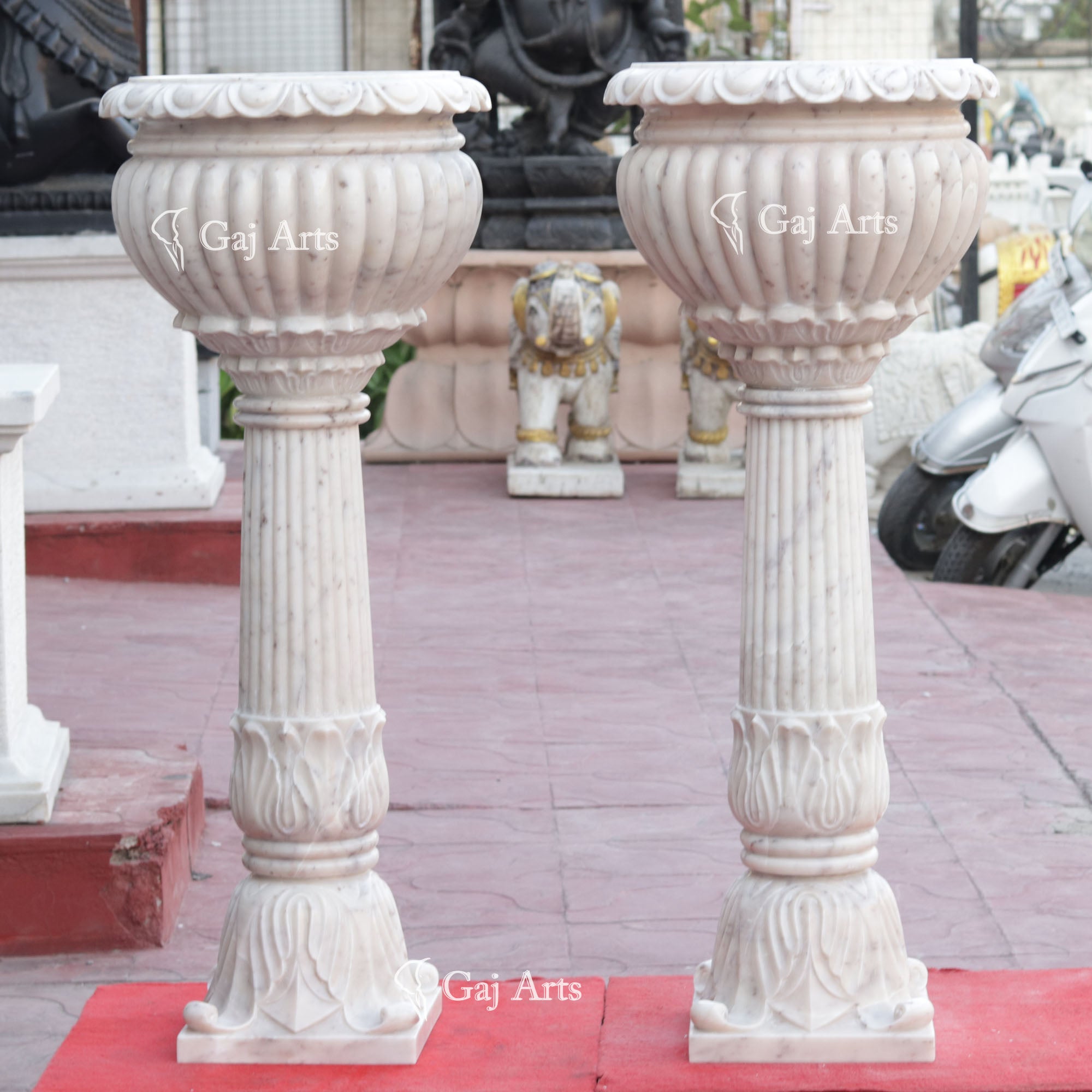 Luxury White Marble Planter | 42 Inch