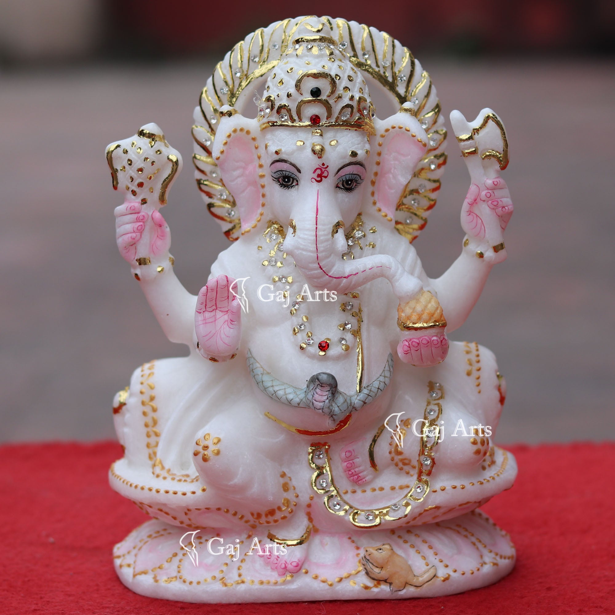 Super White Makrana Marble Ganesh Idol | 9 Inch