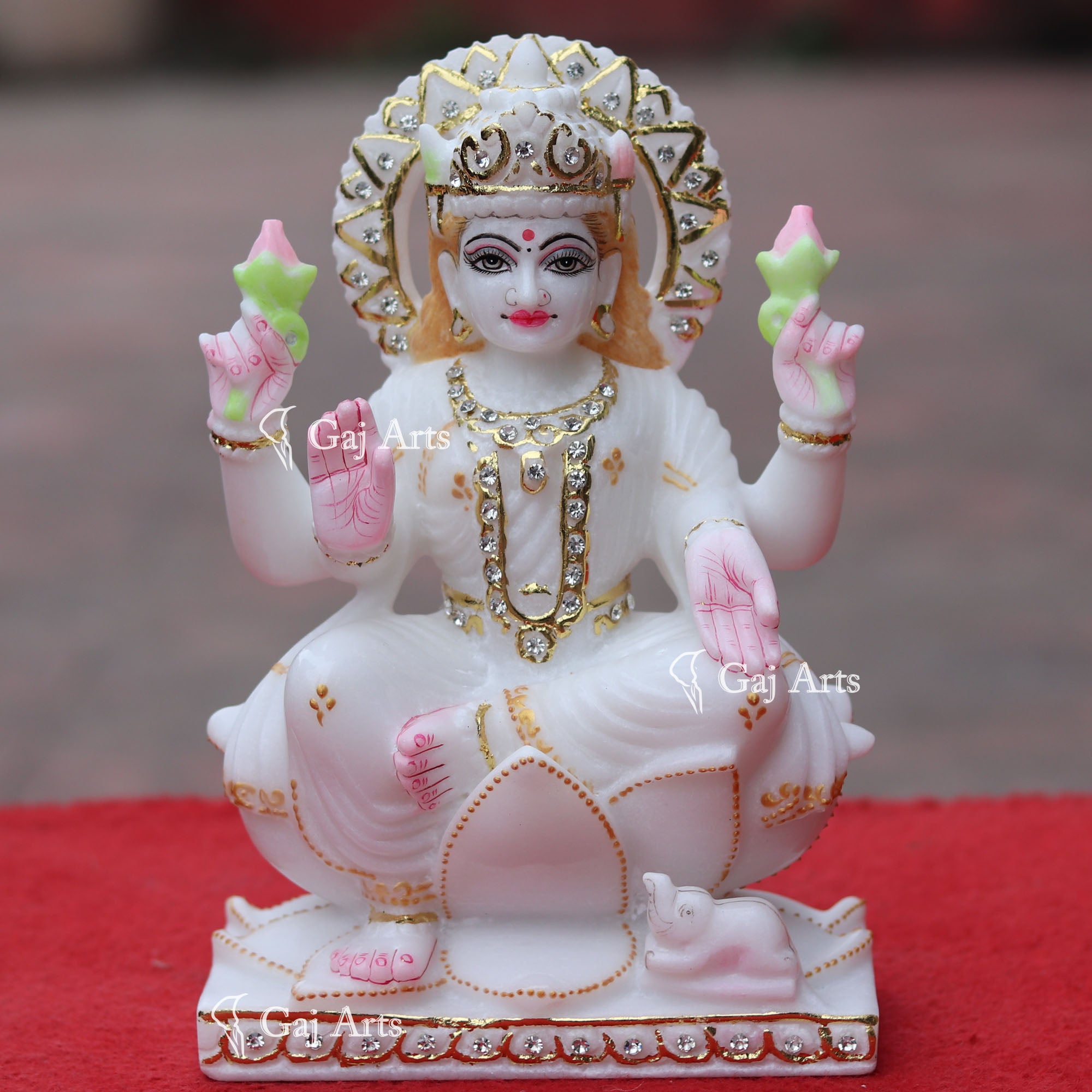 White Marble Lakshmi Maa Statue | 9 Inch