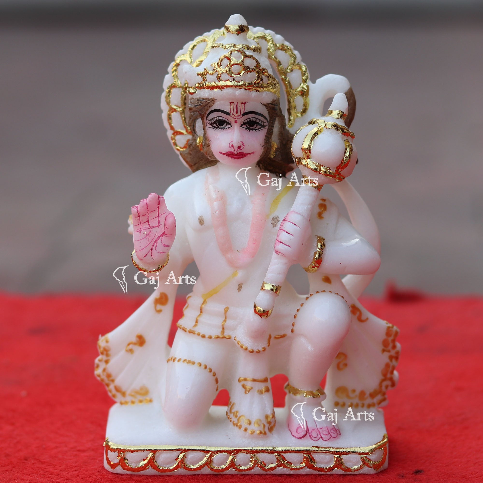Super White Makrana Marble Hanuman Ji Idol | 6 Inch