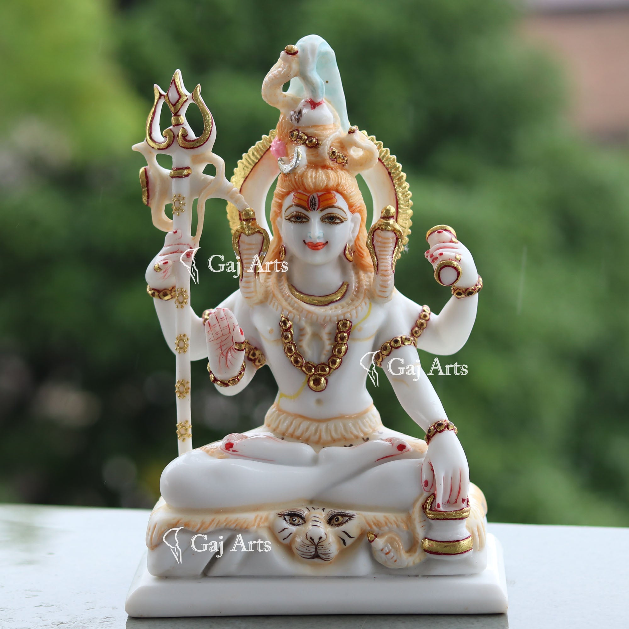 Lord Shiva Padmasana Marble Idol 10 Inch