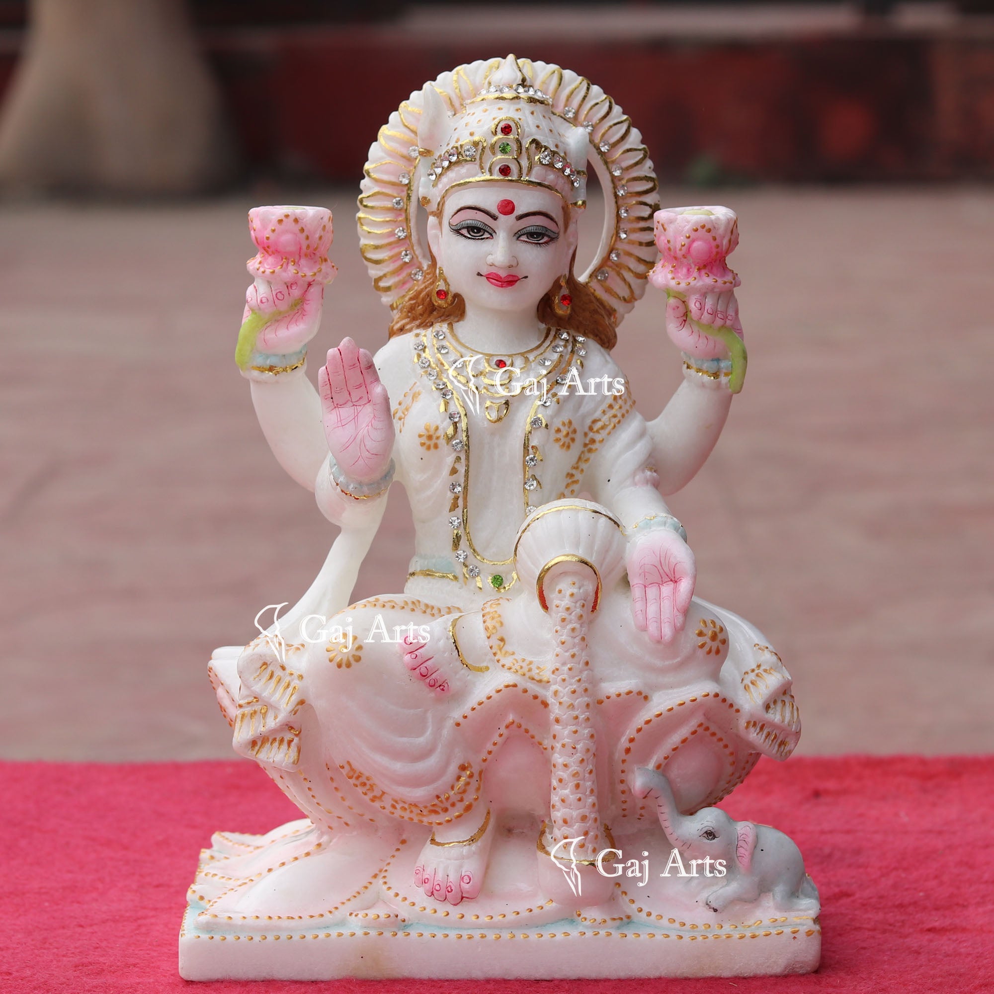 White Marble Lakshmi Mata Statue | 12 Inch