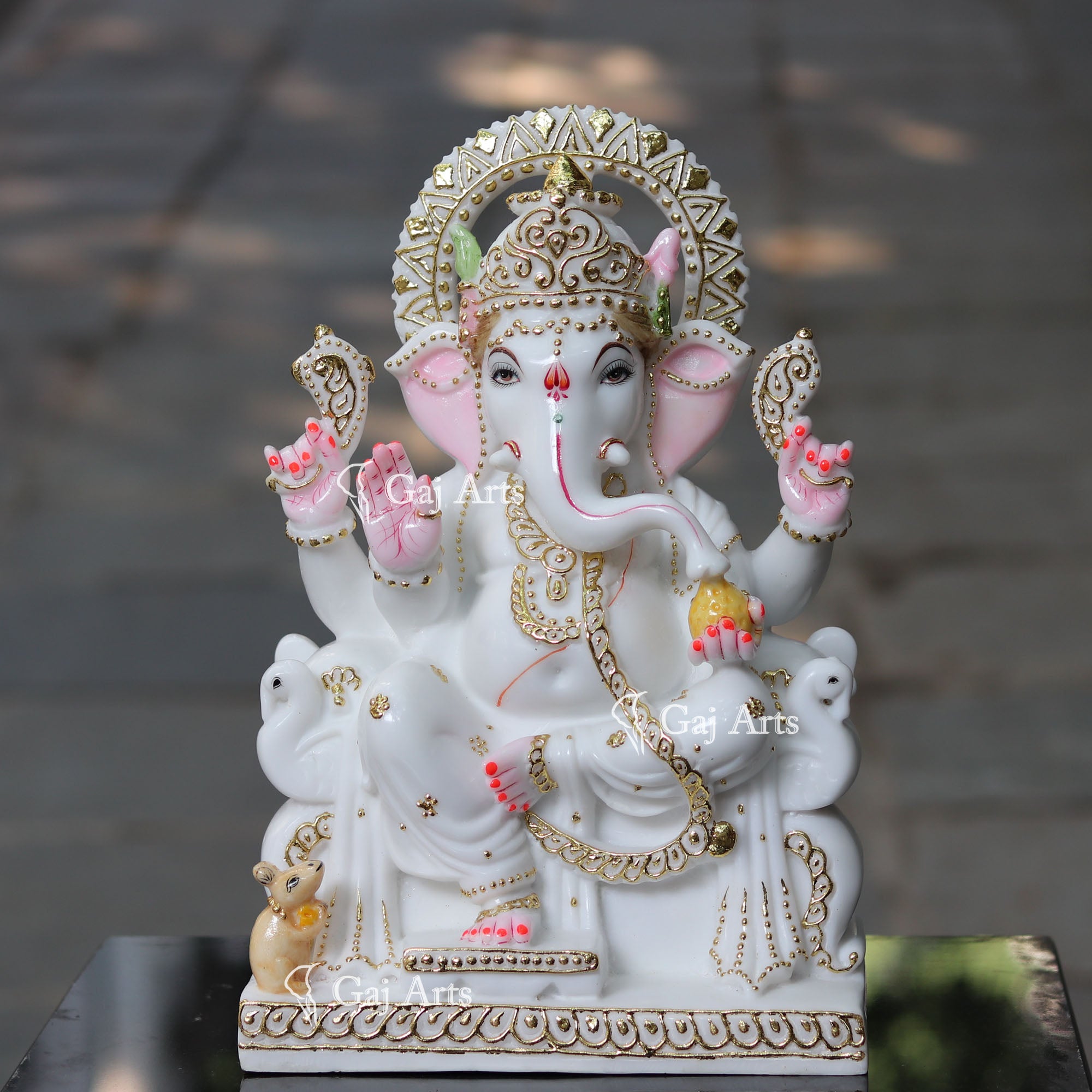 White Marble Ethiopia Ganesh Idol | 15 Inch
