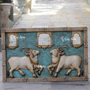 White Marble Jharokha with Cow Sculpture | 40 Inch