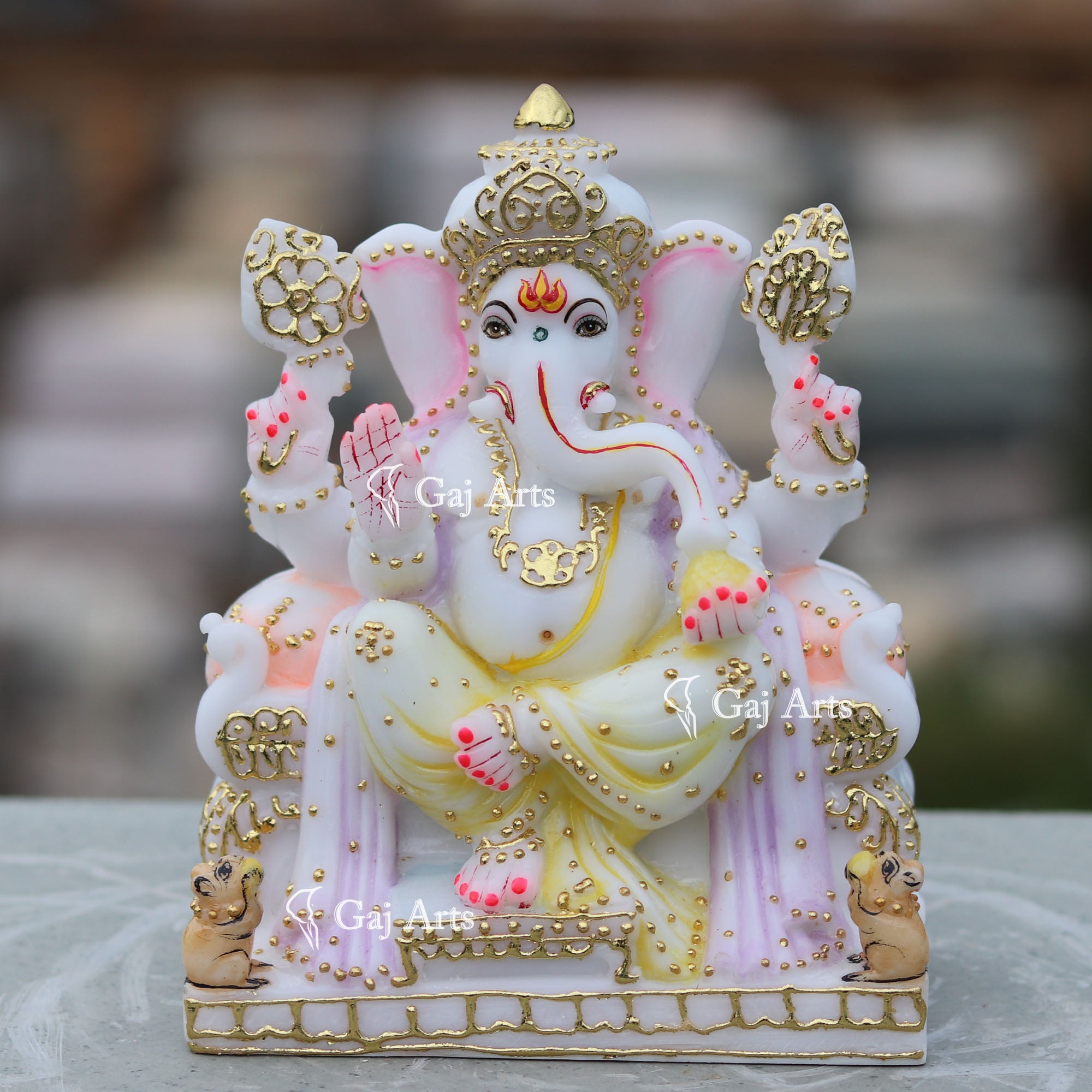 Hand Painted Decorative Ganpati Statue | 7 Inch