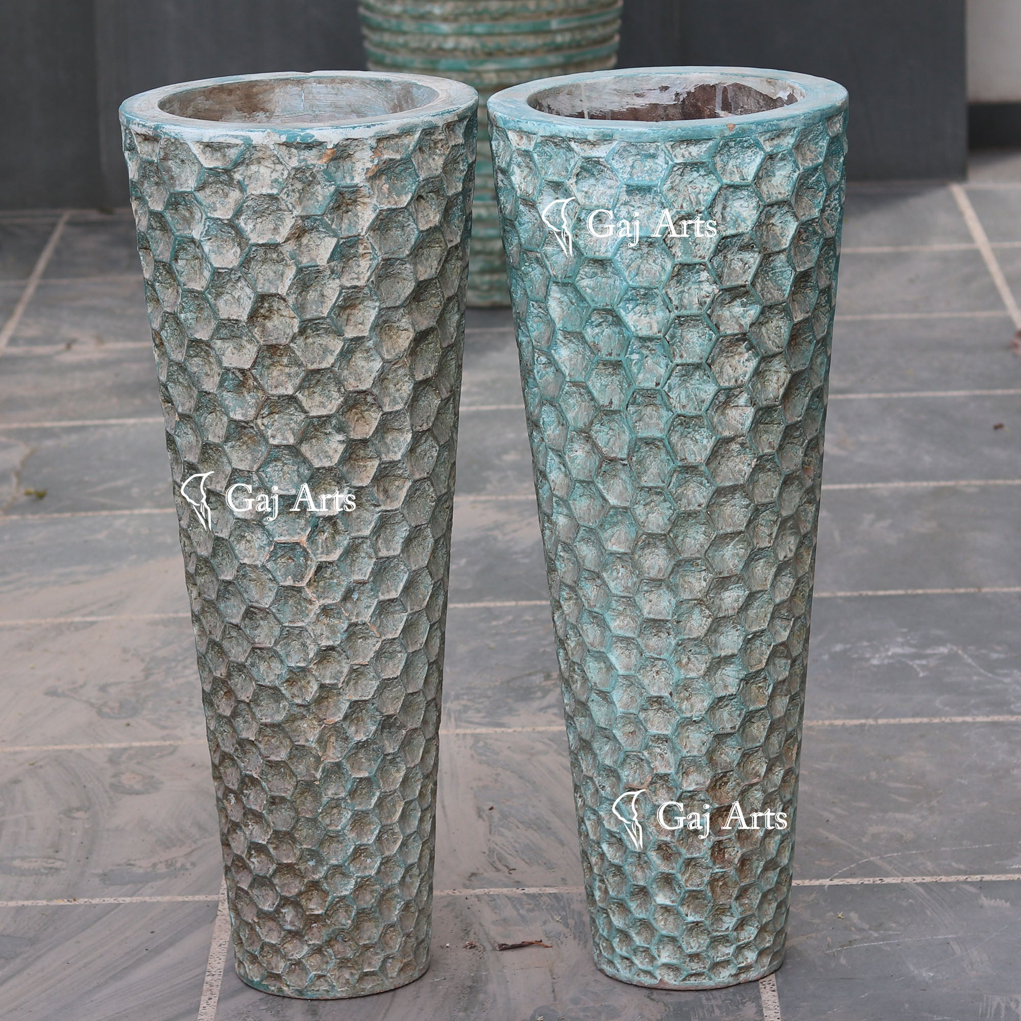 Rich Teak Sandstone Planter | 36 Inch