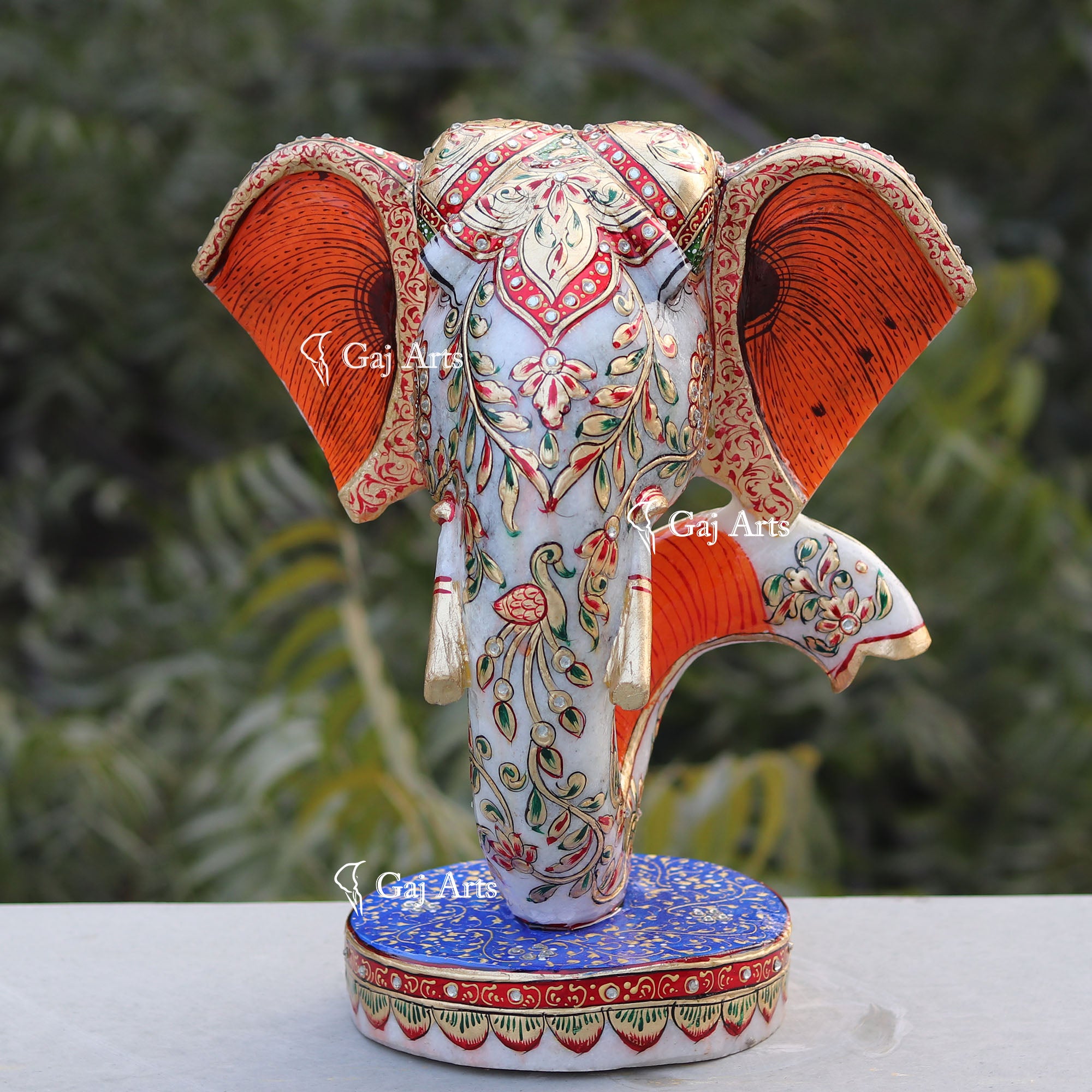 Modern Hand Painted Marble Ganesh Statue | 8 Inch