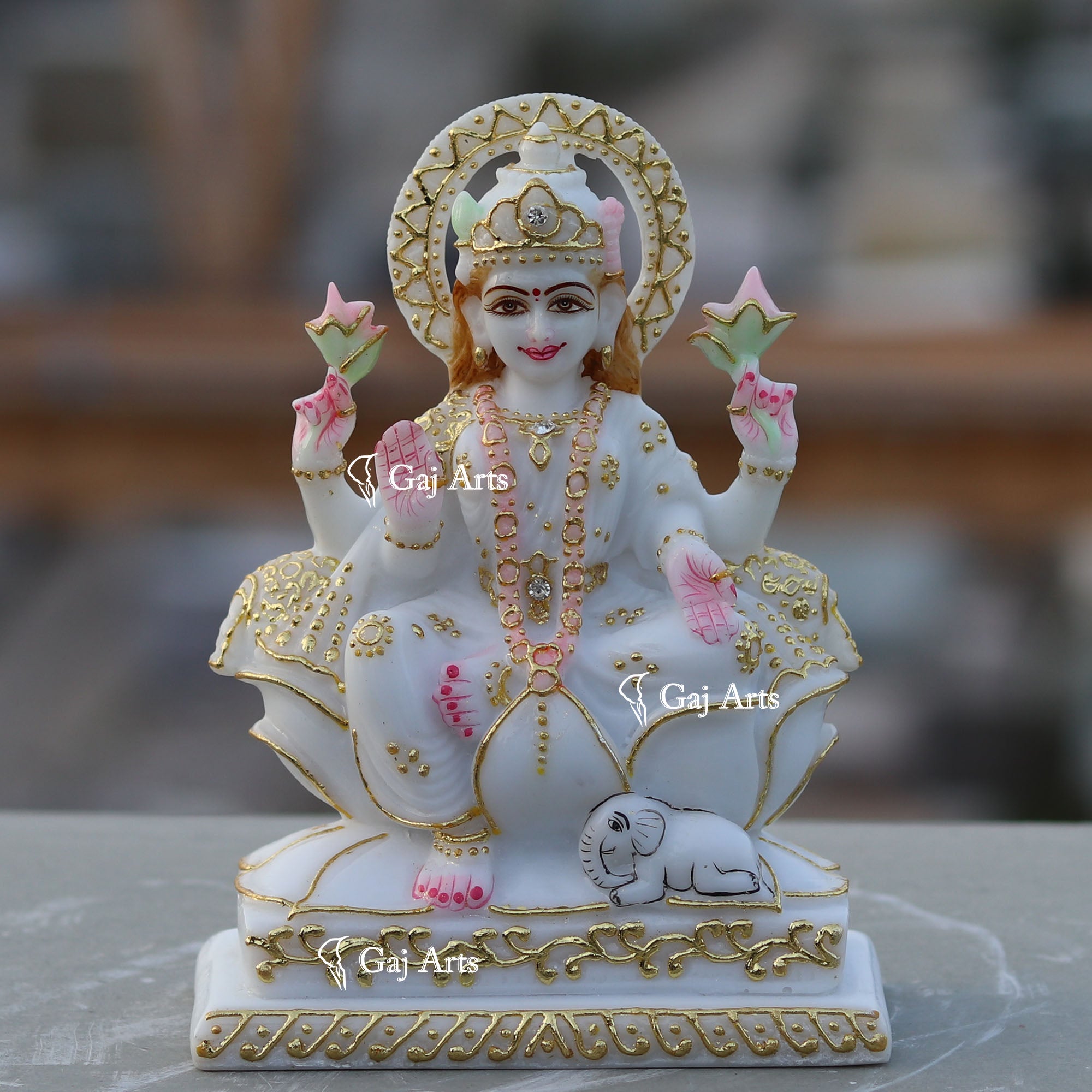 White Marble Lakshmi Mata Statue | 7 Inch