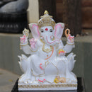 White Marble Ethiopia Ganesh Idol | 18 Inch
