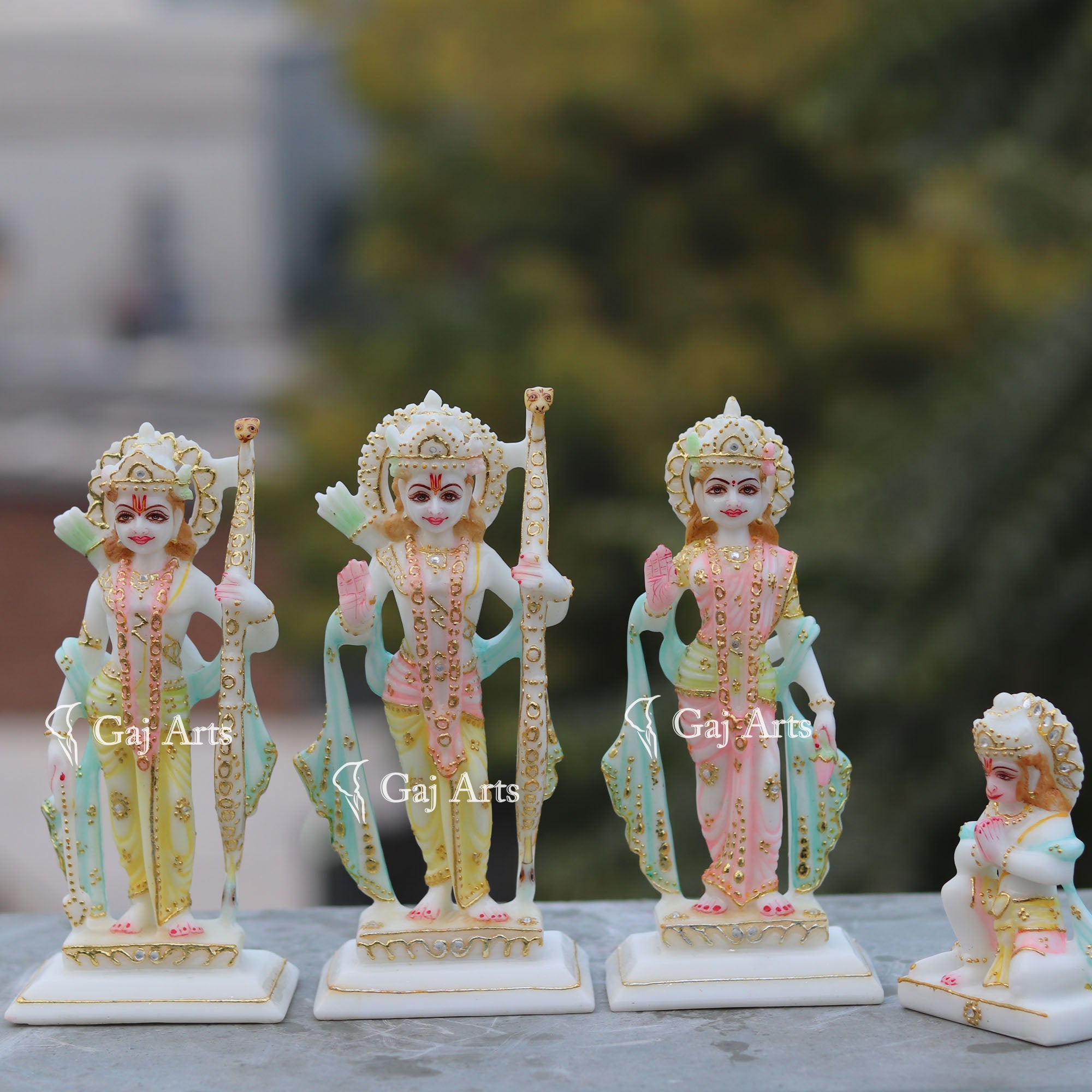 White Marble Ethiopia Ram Jodi Idol | 7 Inch