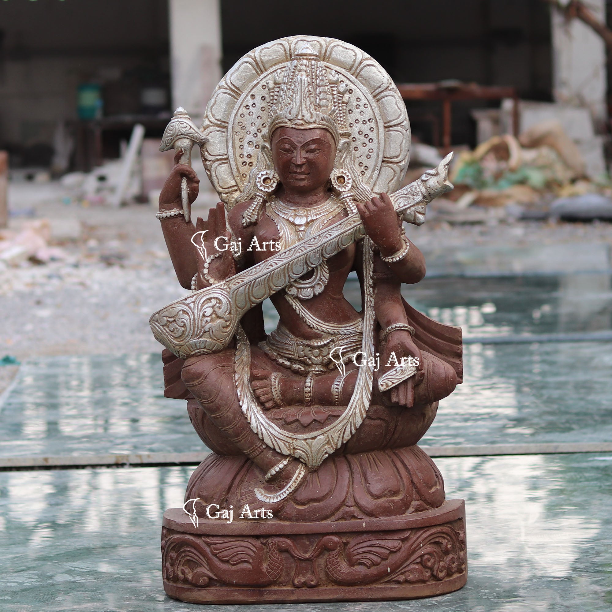 Sandstone Saraswati Mata Statue | 36 Inch