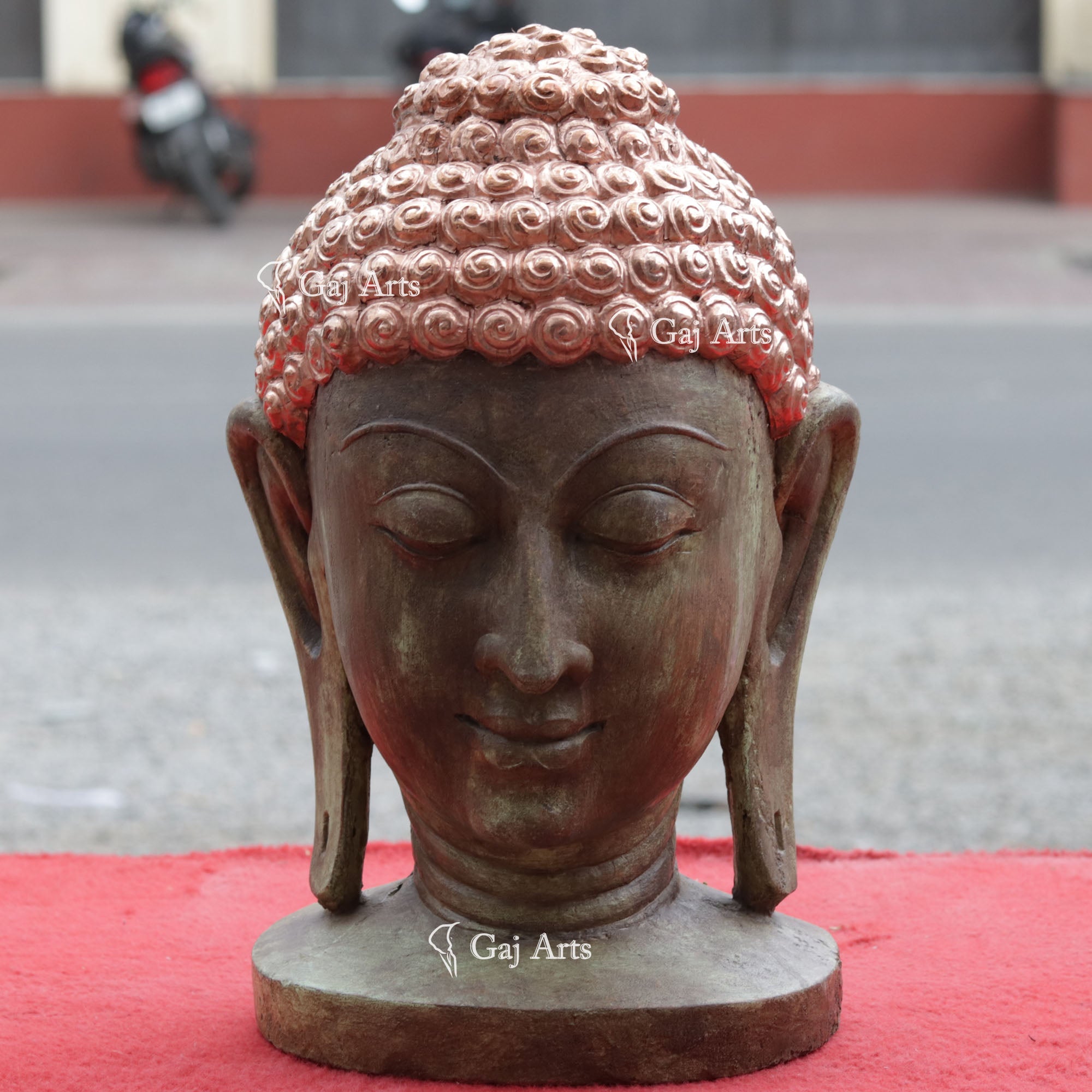 Sandstone Buddha Head Idol | 15 Inch