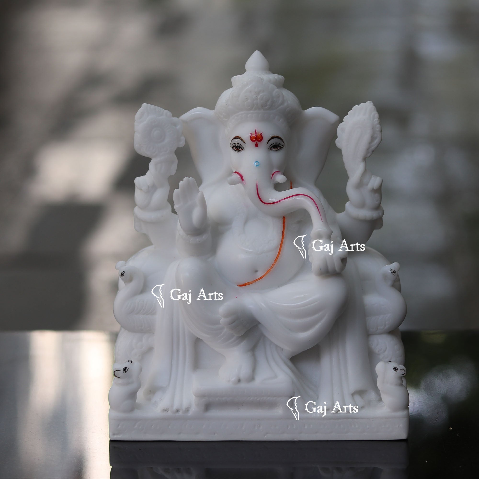 White Marble Ganesh Statue | 9 Inch