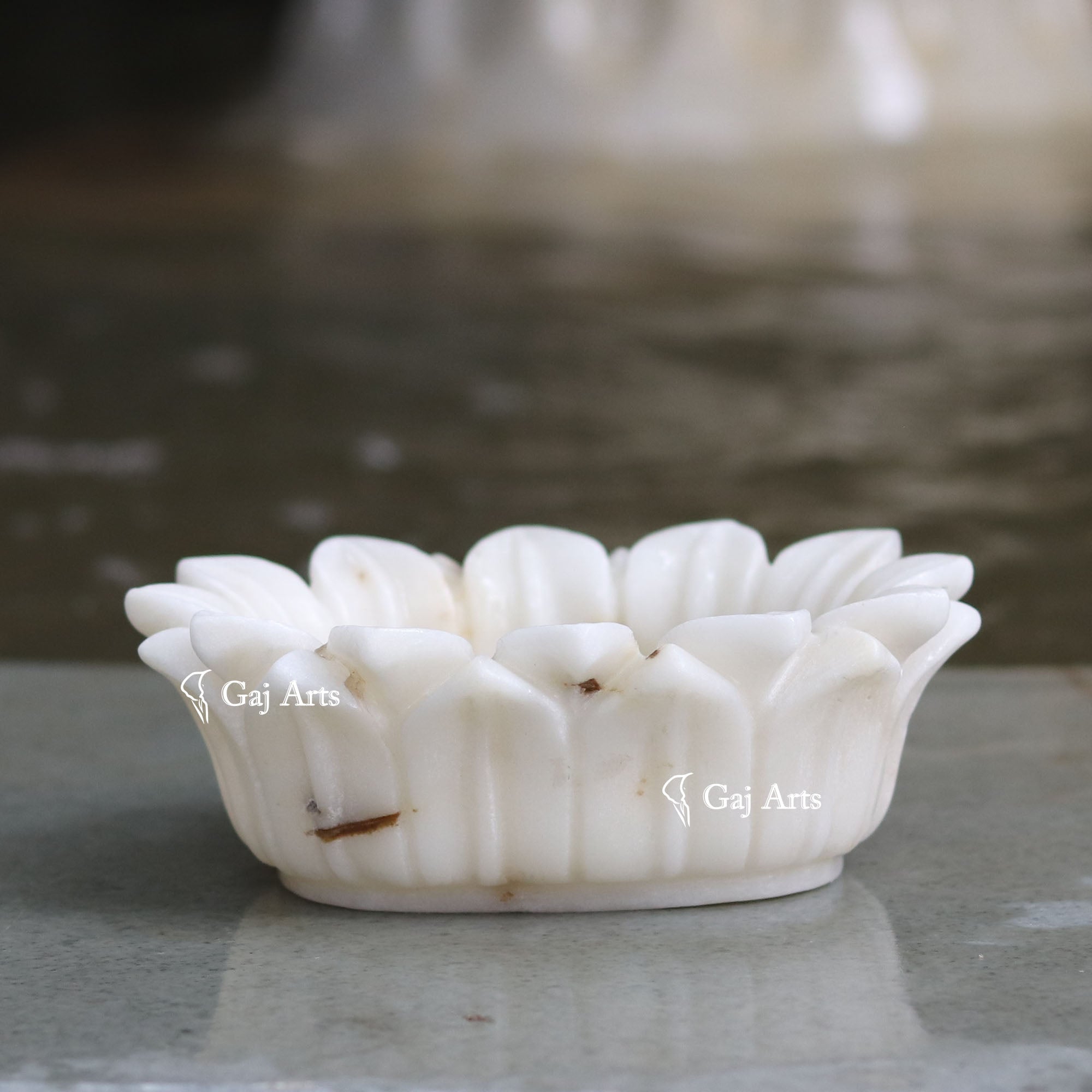 White Marble Hand-Finished Flower Bowl | 6 Inch