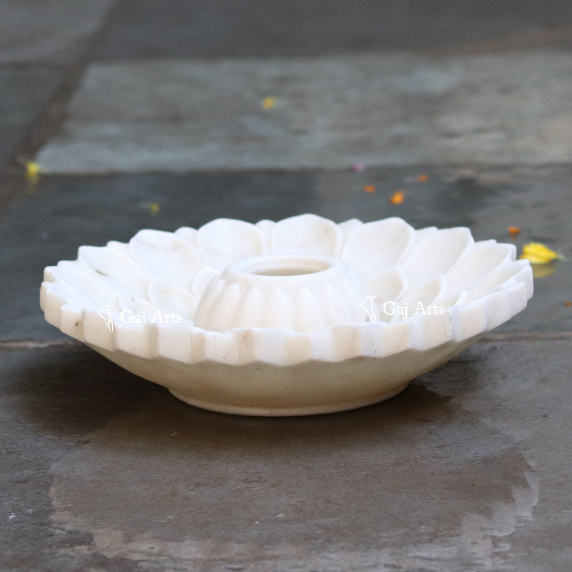 White Marble Flower Bowl | 12 Inch
