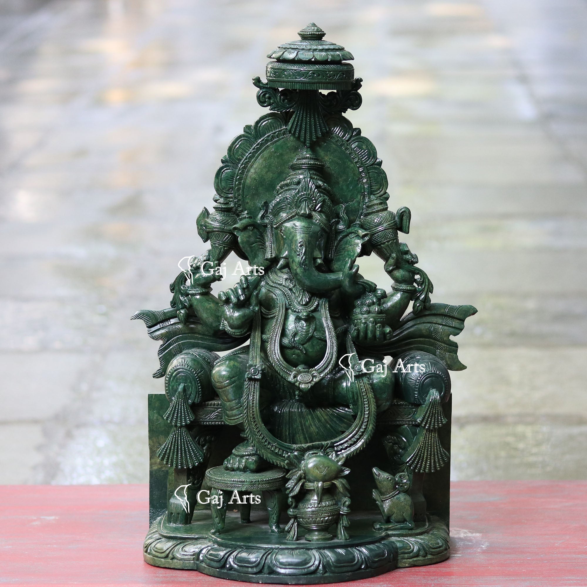 Natural Green Quartz Ganesh Murti | 21 Inch
