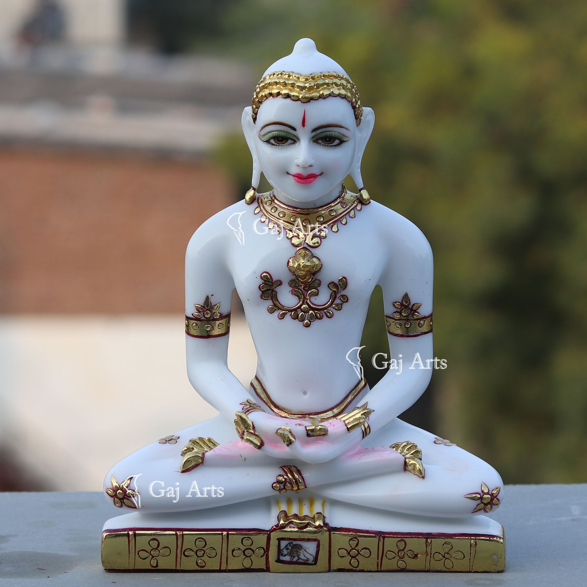 White Marble Ethiopia Jain Idol | 9 Inch