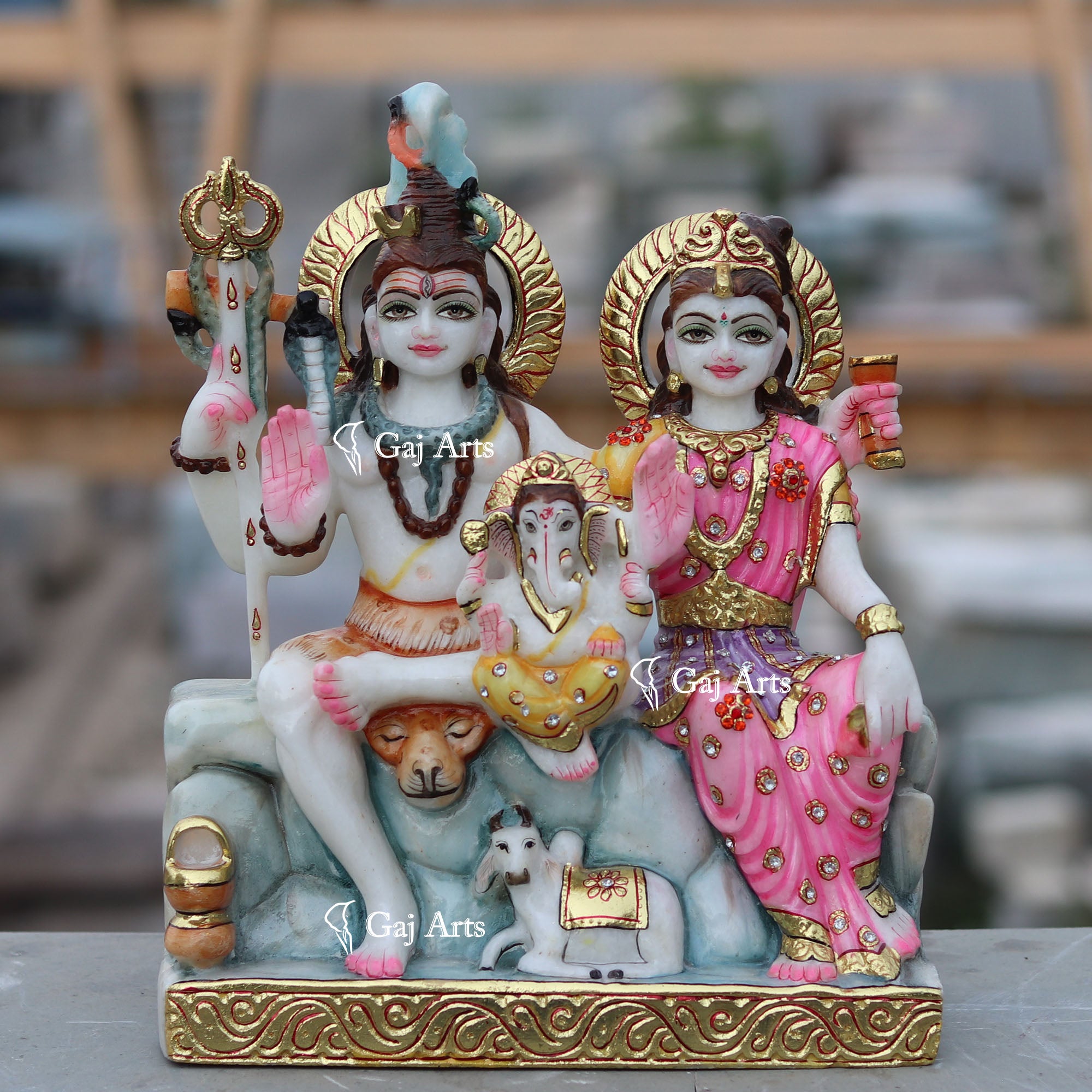 Marble Shiv Parivar Statue | 15 Inch