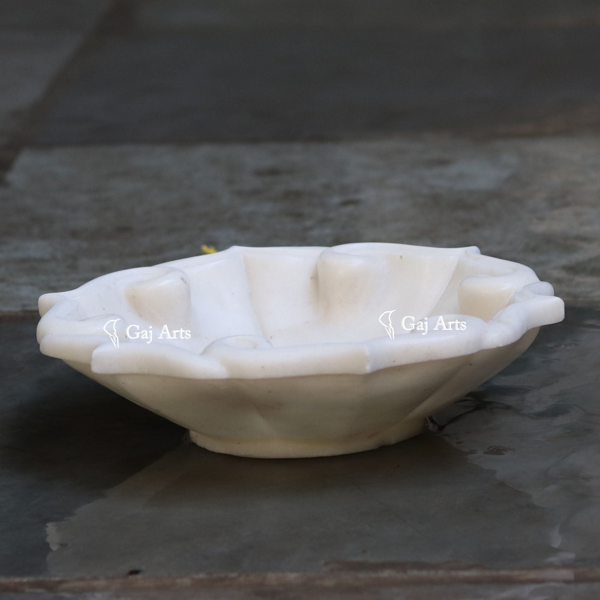 White Marble Decorative Floral Centerpiece | 12 Inch