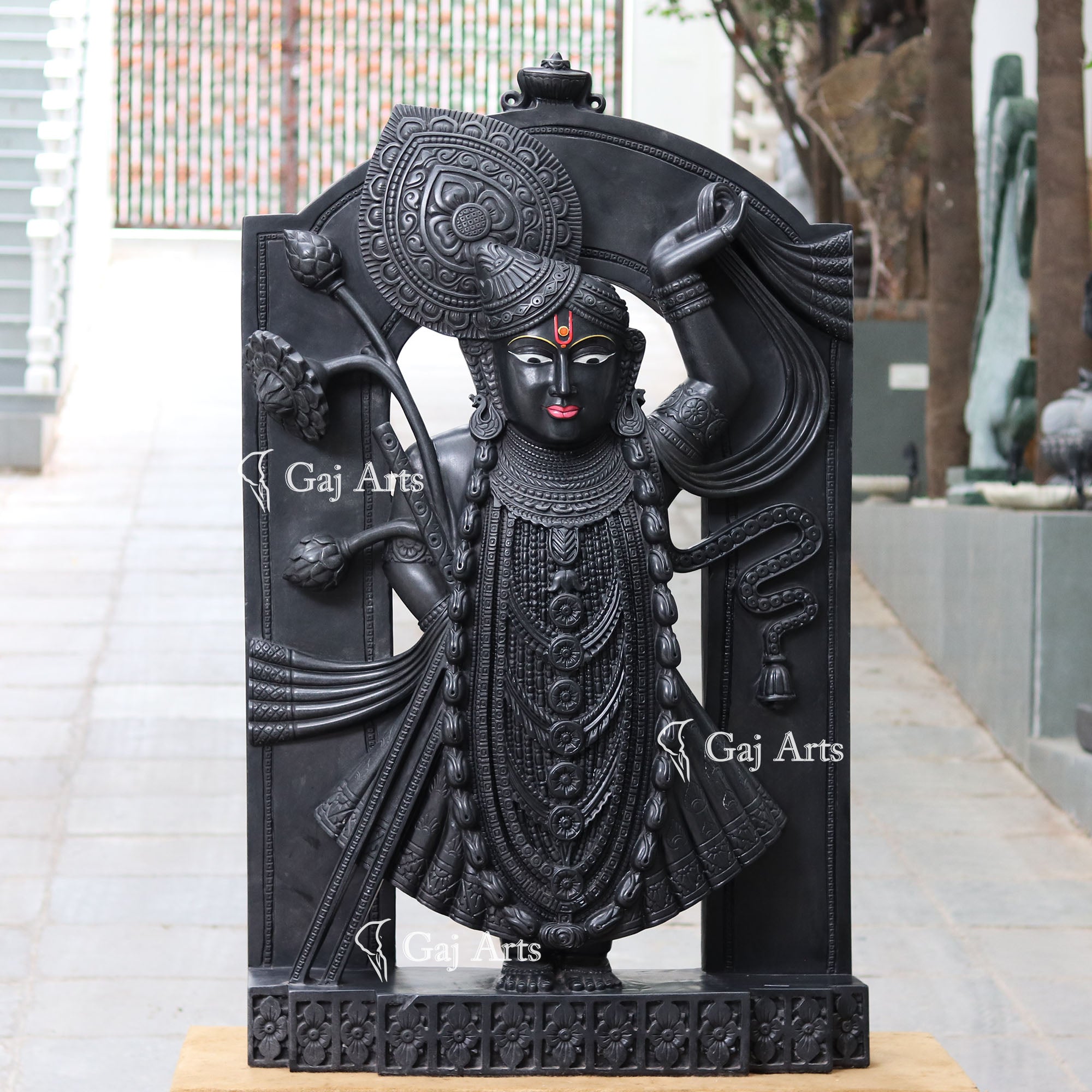 Black Marble Shreenath Ji Statue | 60 Inch