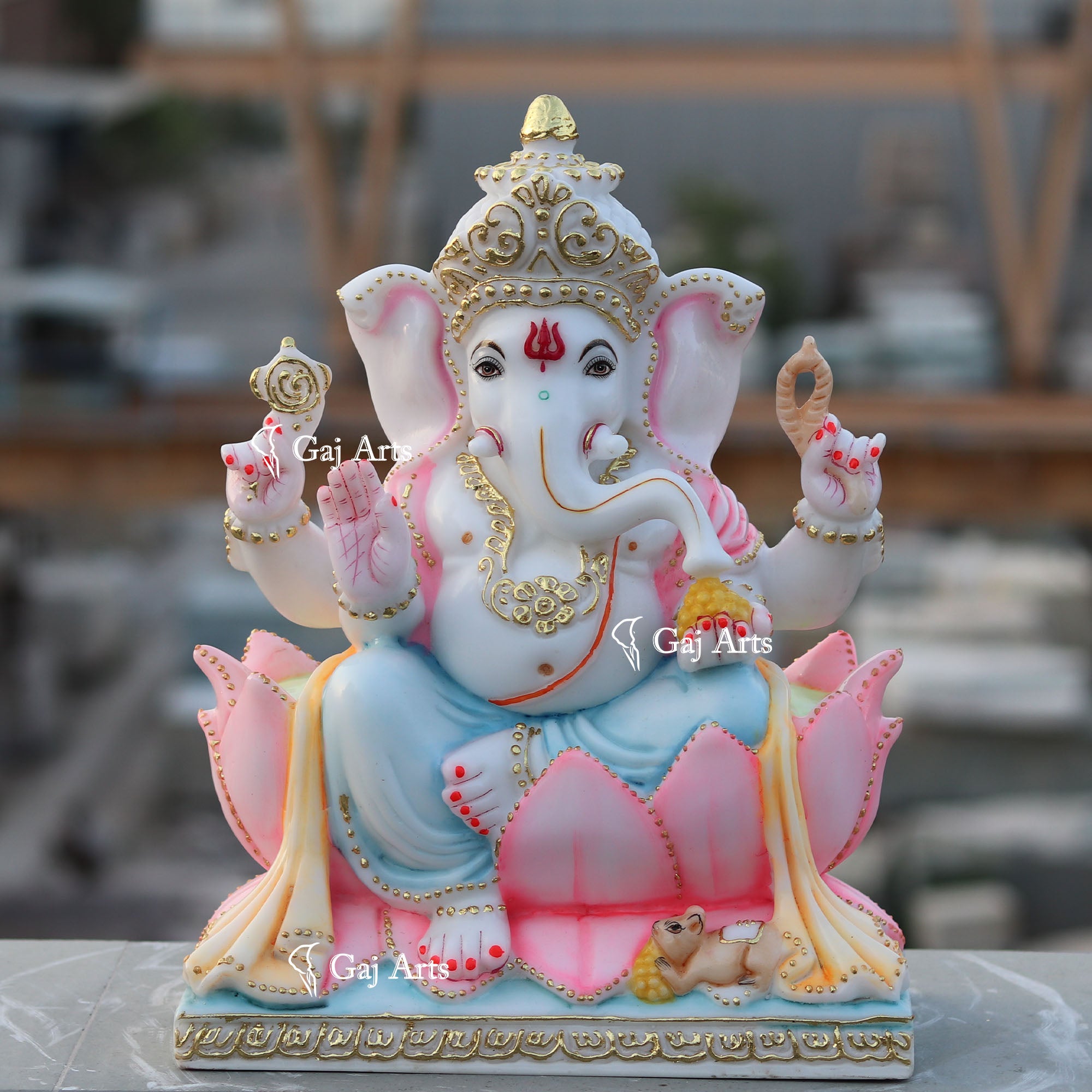 White Marble Ethiopia Ganesh Idol | 15 Inch