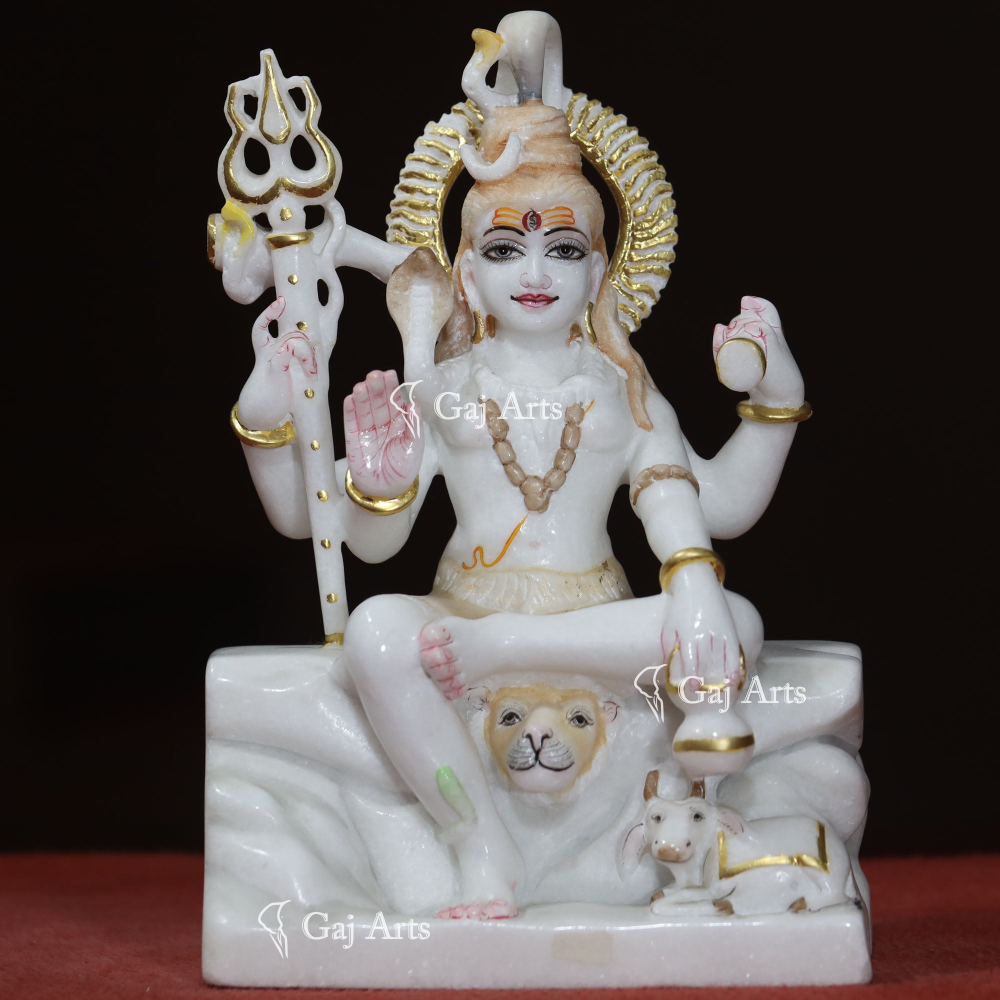 Super White Makrana Marble Lord Shiva Idol | 12 Inch