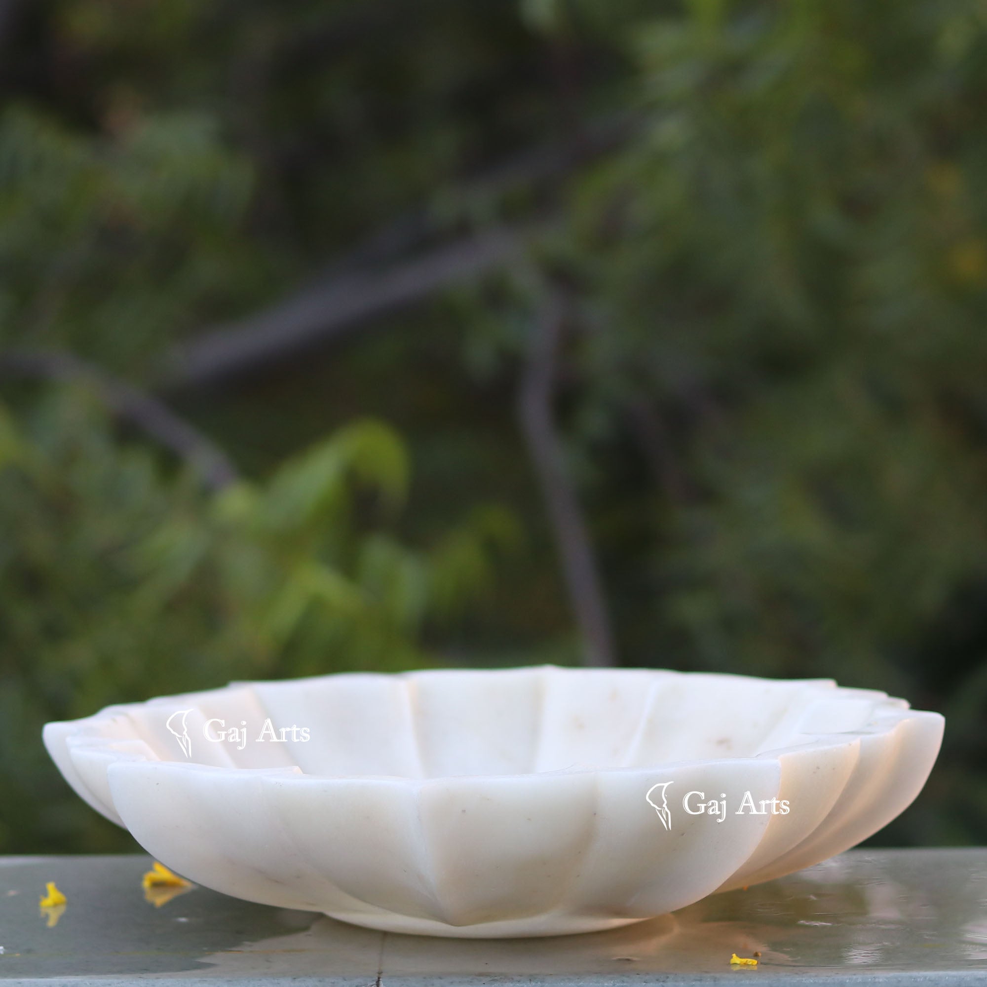 White Marble Handcrafted Center Bowl | 12 Inch