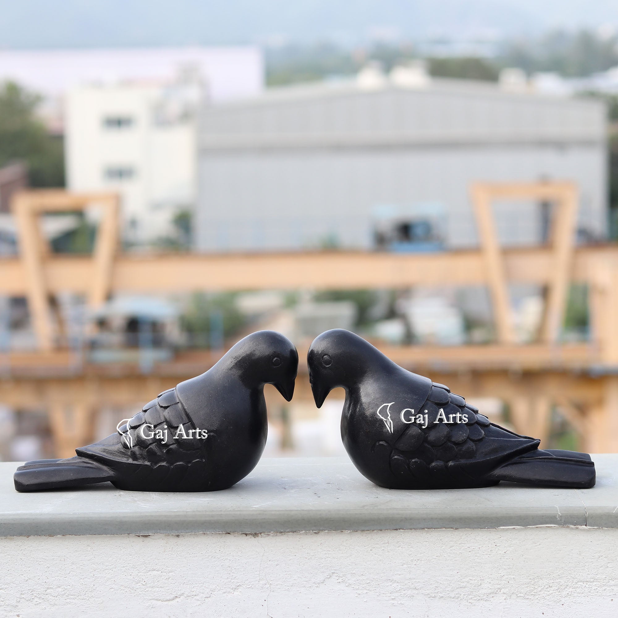 Black Marble Pigeon Sculpture | 9 Inch