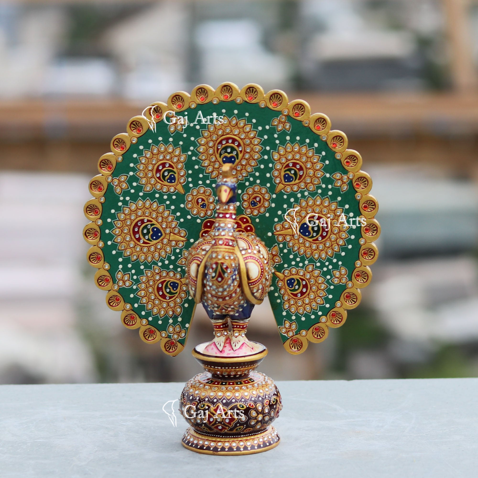 Wooden Peacock 7"