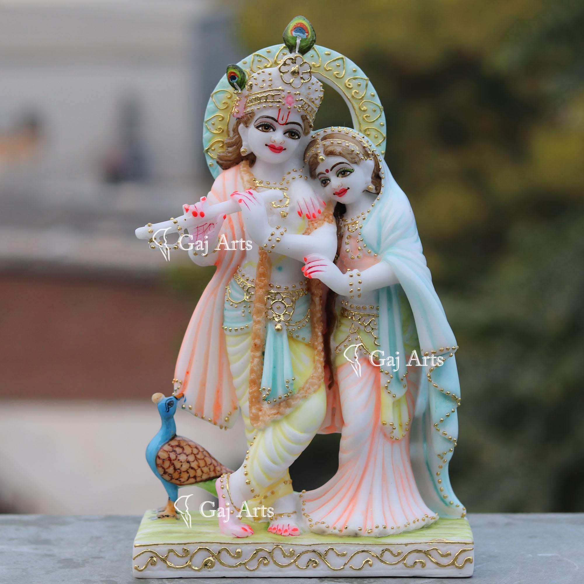 Radha Krishna Idol 12 Inch | White Marble