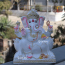 White Marble Ethiopia Ganesh Idol | 15 Inch