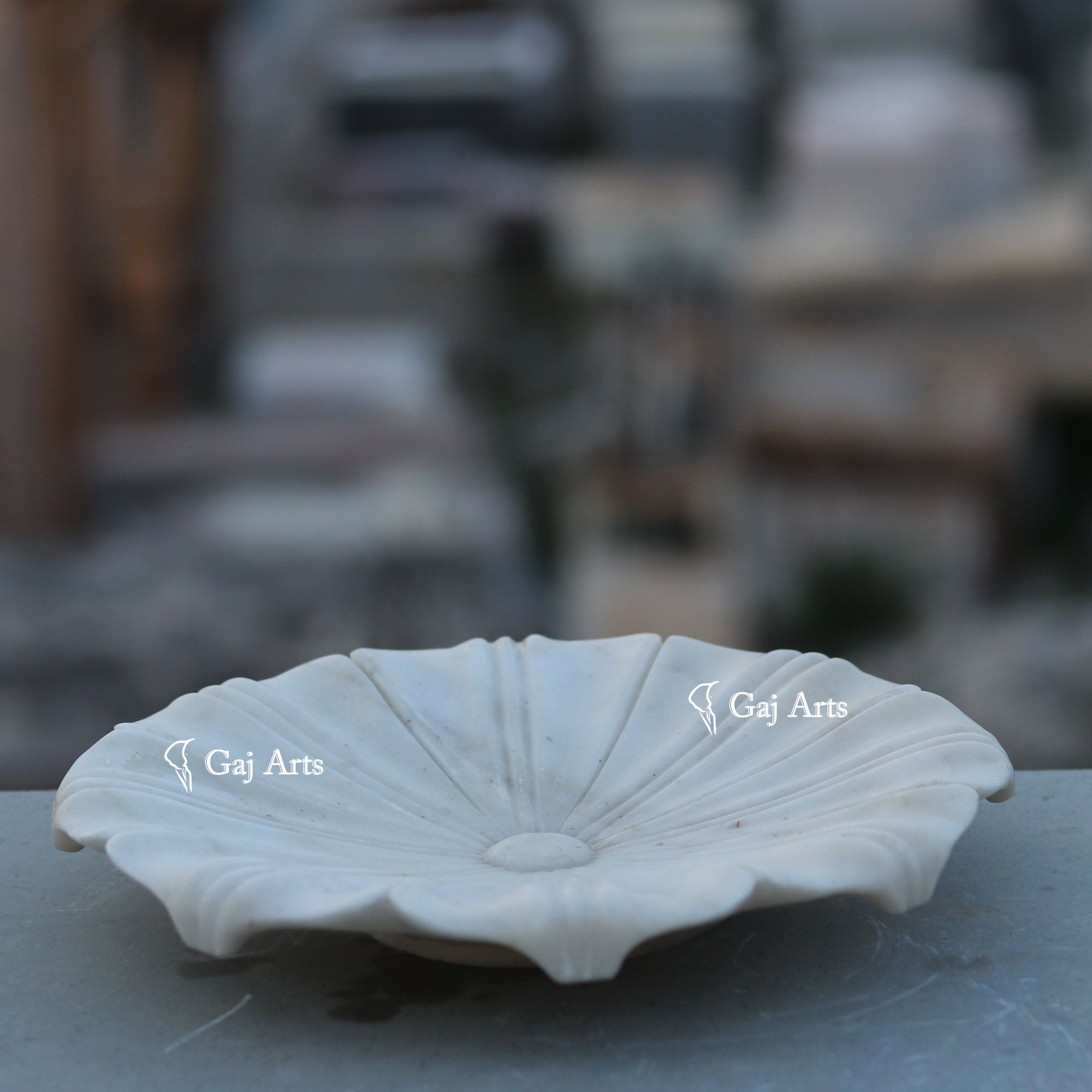 White Marble Artisan Flower Bowl | 9 Inch