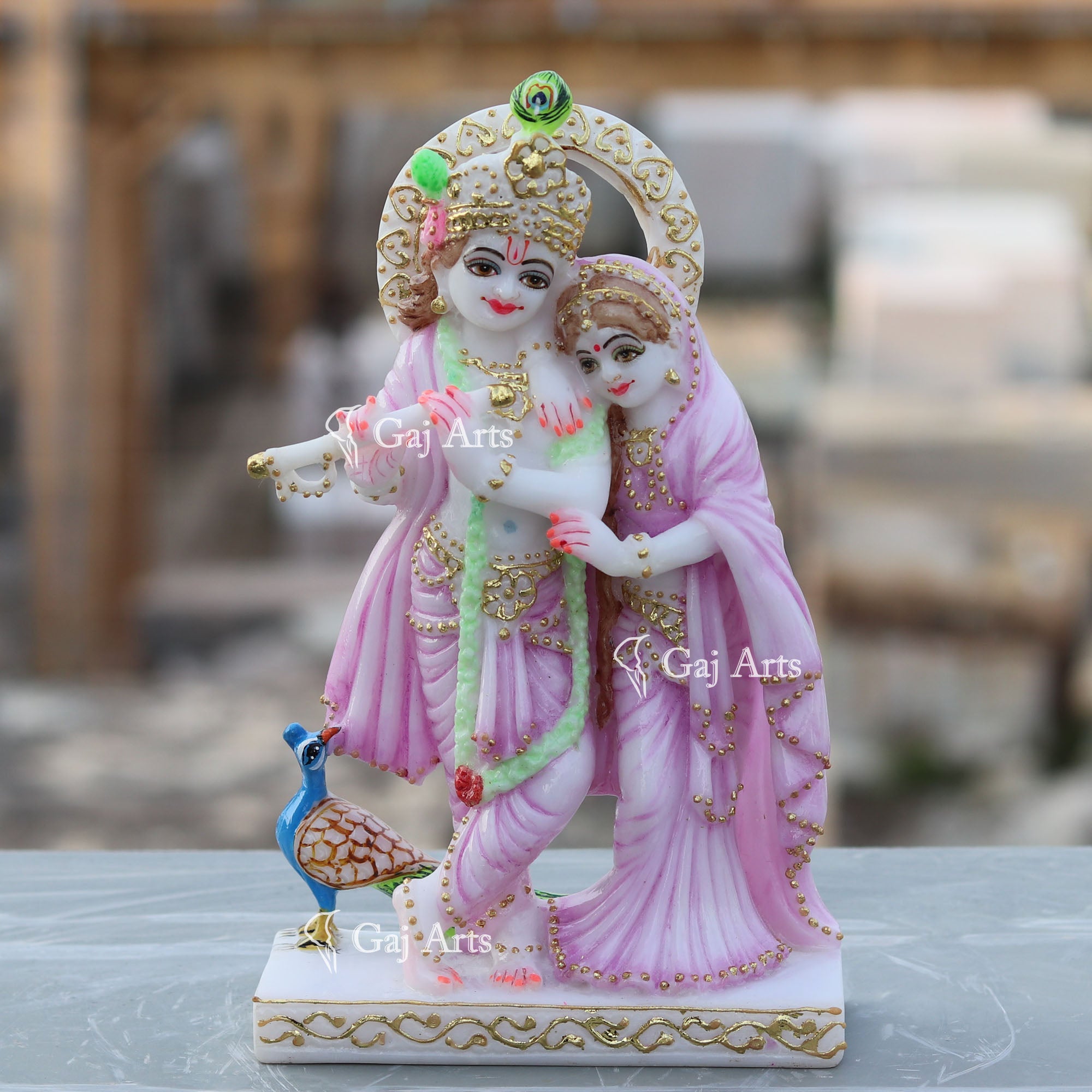 White Marble Ethiopia Radha Krishna Jodi | 9 Inch