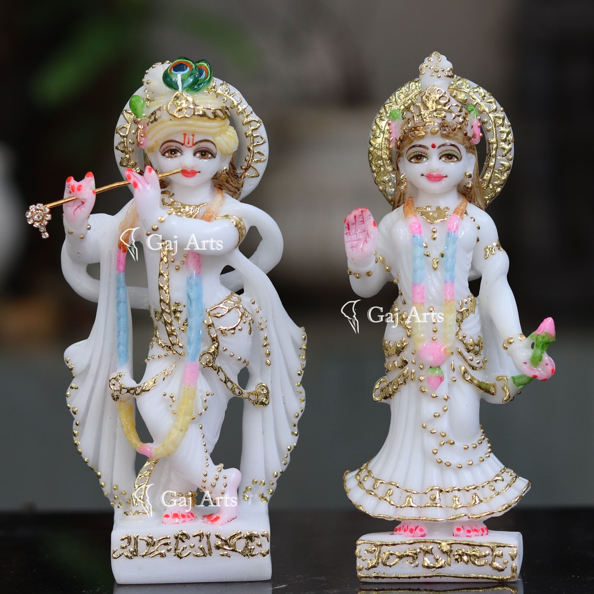 White Marble Radha Krishna Idol | 7 Inch